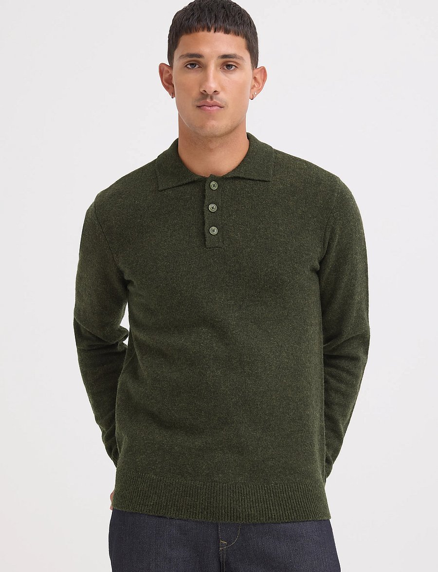 Blend - BHBRANKO POLO KNIT - pikkade varrukatega kootud polod - deep depths melange - 5