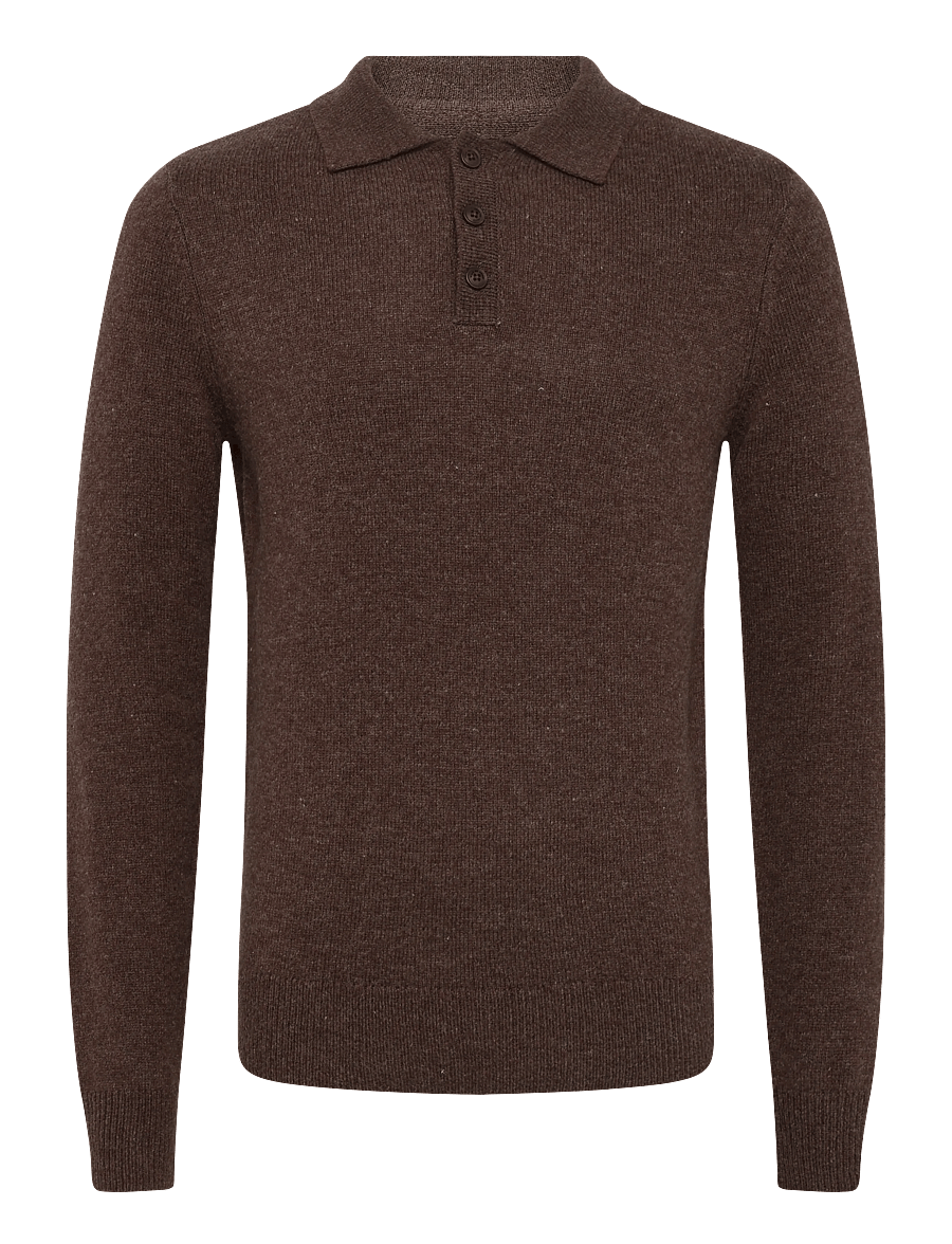 Blend - BHBRANKO POLO KNIT - long-sleeved knitted polos - turkish coffee melange - 1