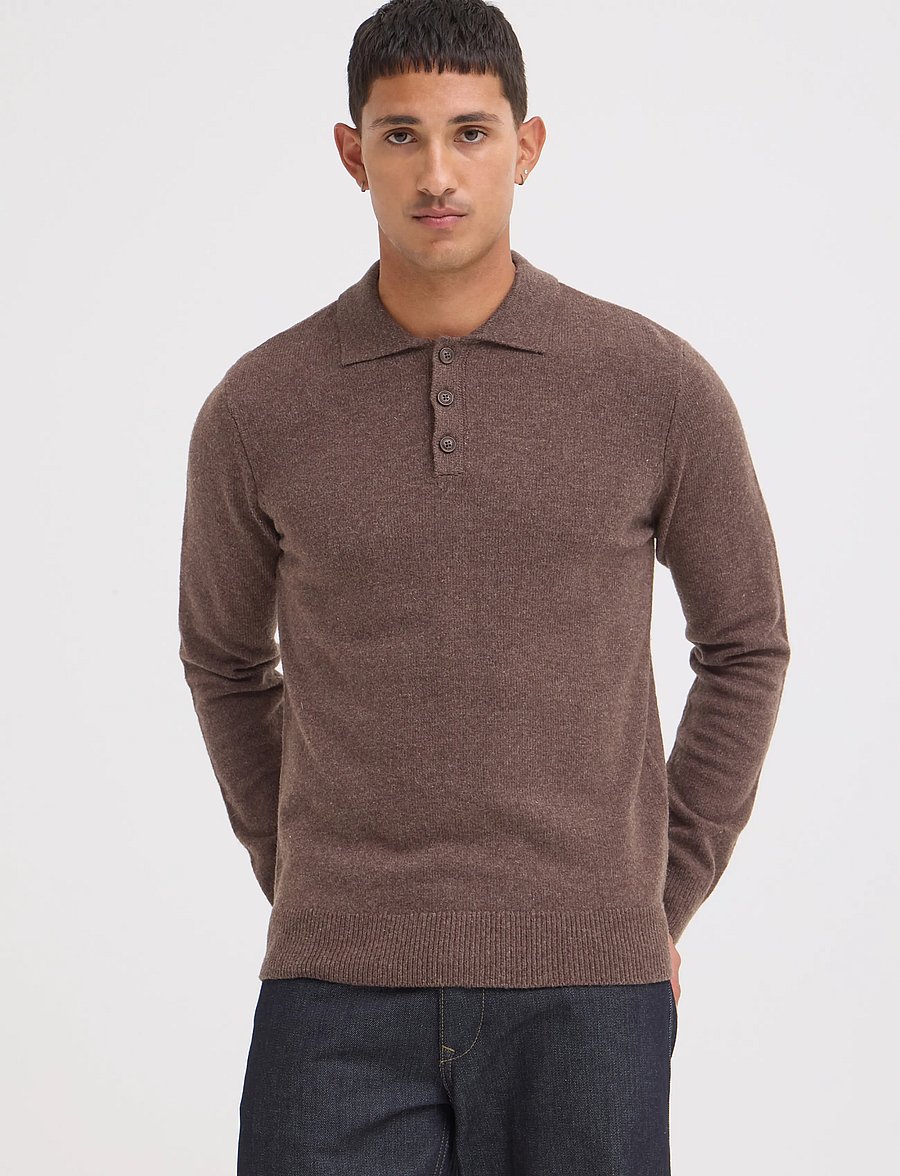 Blend - BHBRANKO POLO KNIT - poloer i strik med lange ærmer - turkish coffee melange - 5