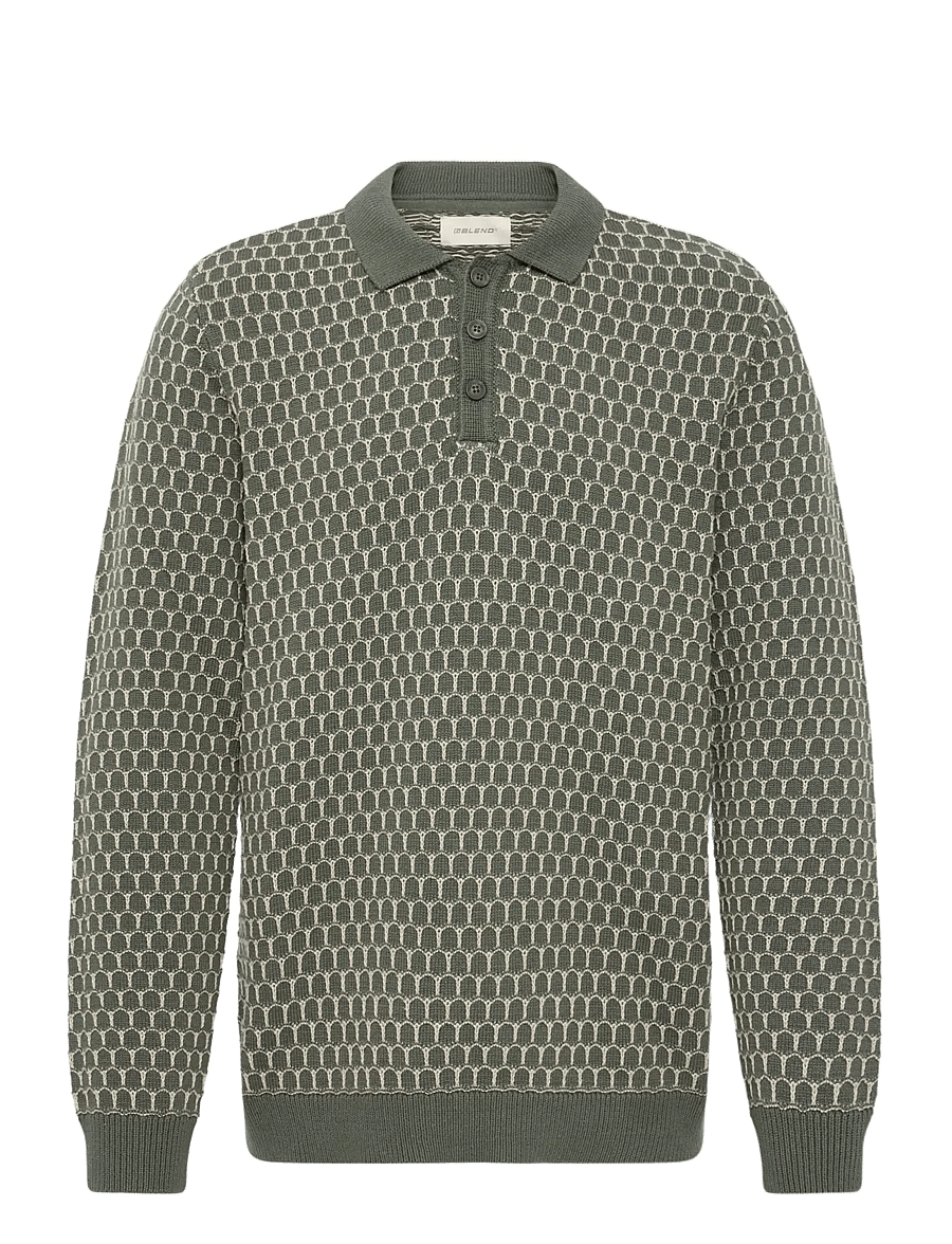 Blend - BHDONG POLO - langärmelige strick-polohemden - deep depths - 1