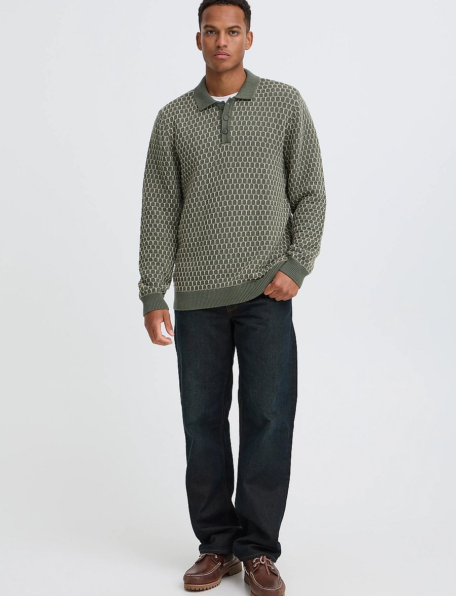 Blend - BHDONG POLO - langärmelige strick-polohemden - deep depths - 0