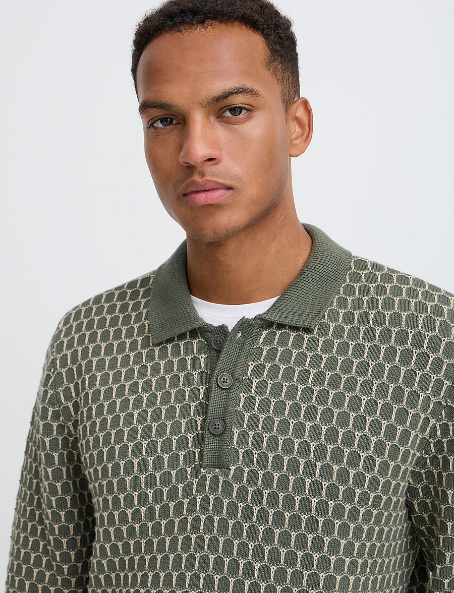 Blend - BHDONG POLO - langärmelige strick-polohemden - deep depths - 4