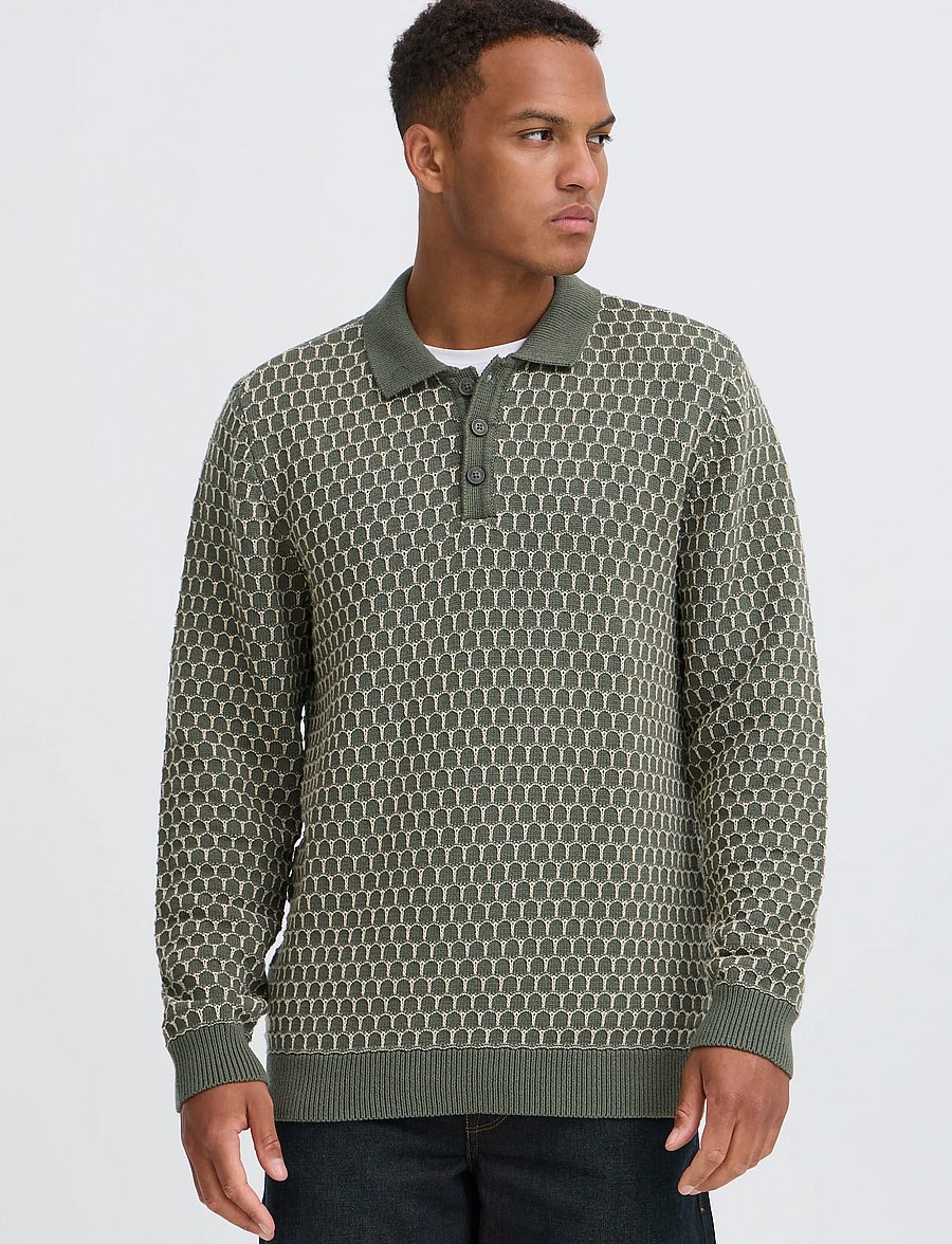 Blend - BHDONG POLO - langärmelige strick-polohemden - deep depths - 5