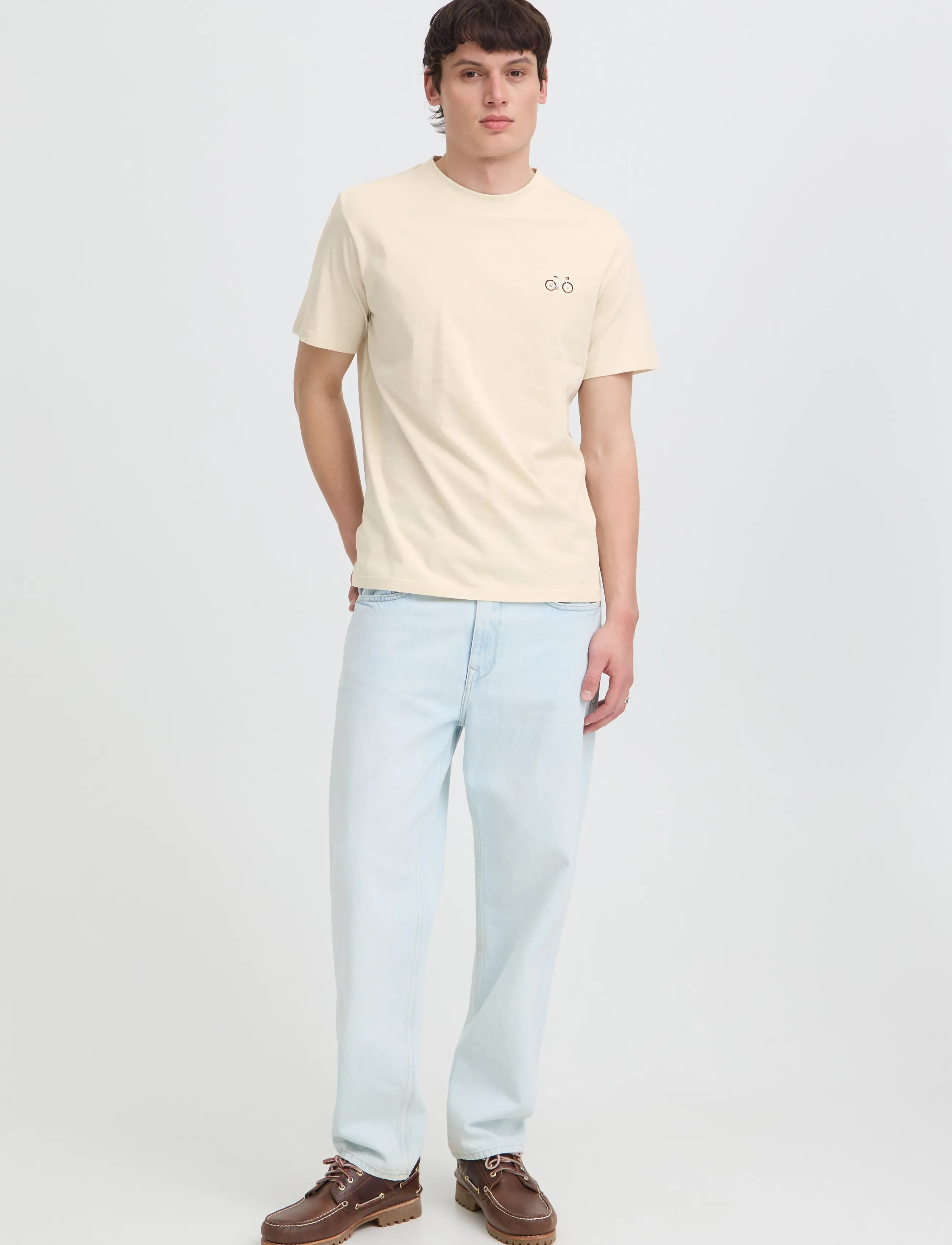 Blend BHKENNARD S/S EMB TEE - Looks for less - OYSTER GRAY / cream