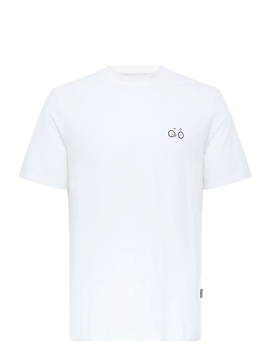 Blend - BHKENNARD S/S EMB TEE - kurzärmelige t-shirts - snow white bike - 1