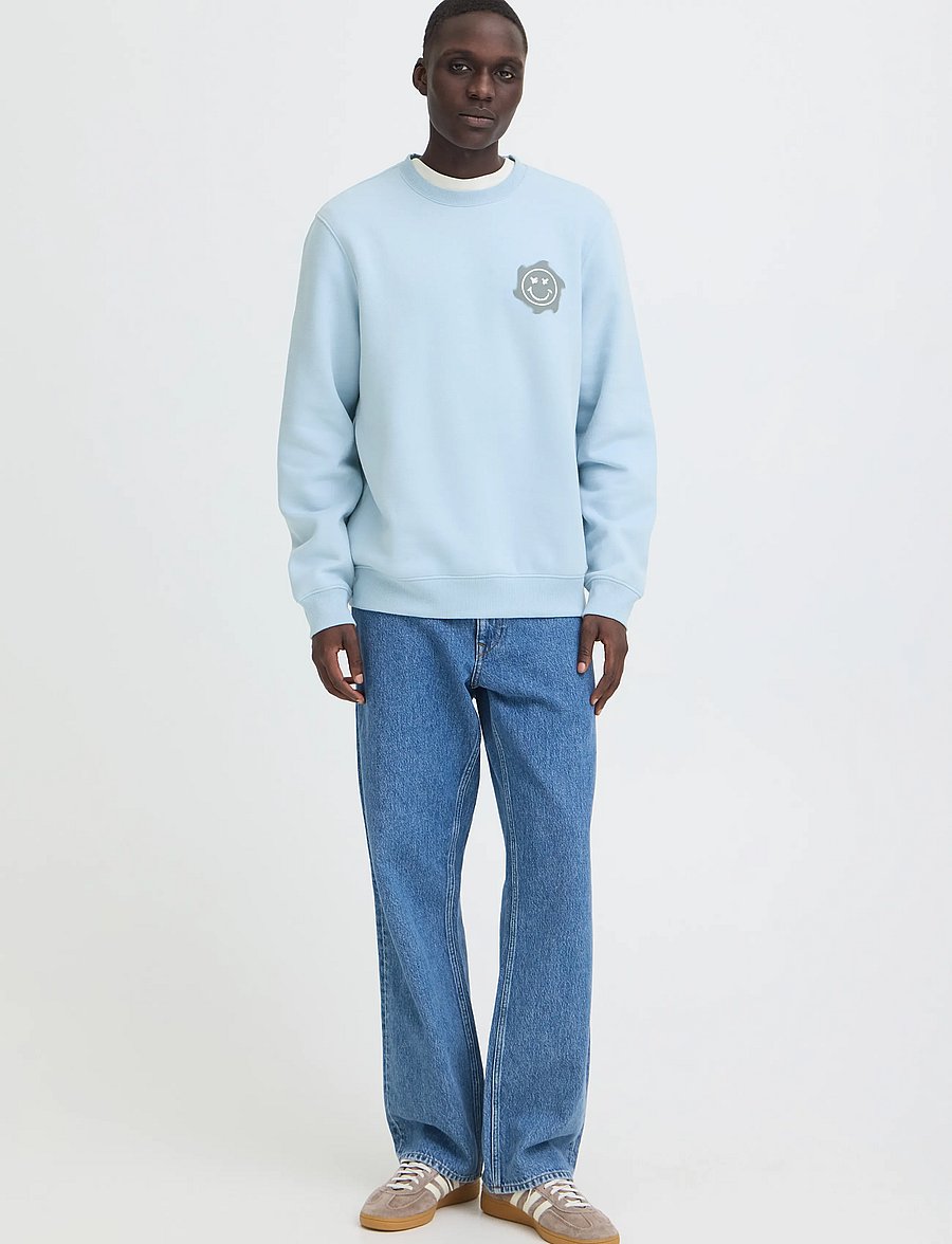 Blend - BHKEELAN GRAPHIC CREW SWEAT - kollektioner - blue fog - 0