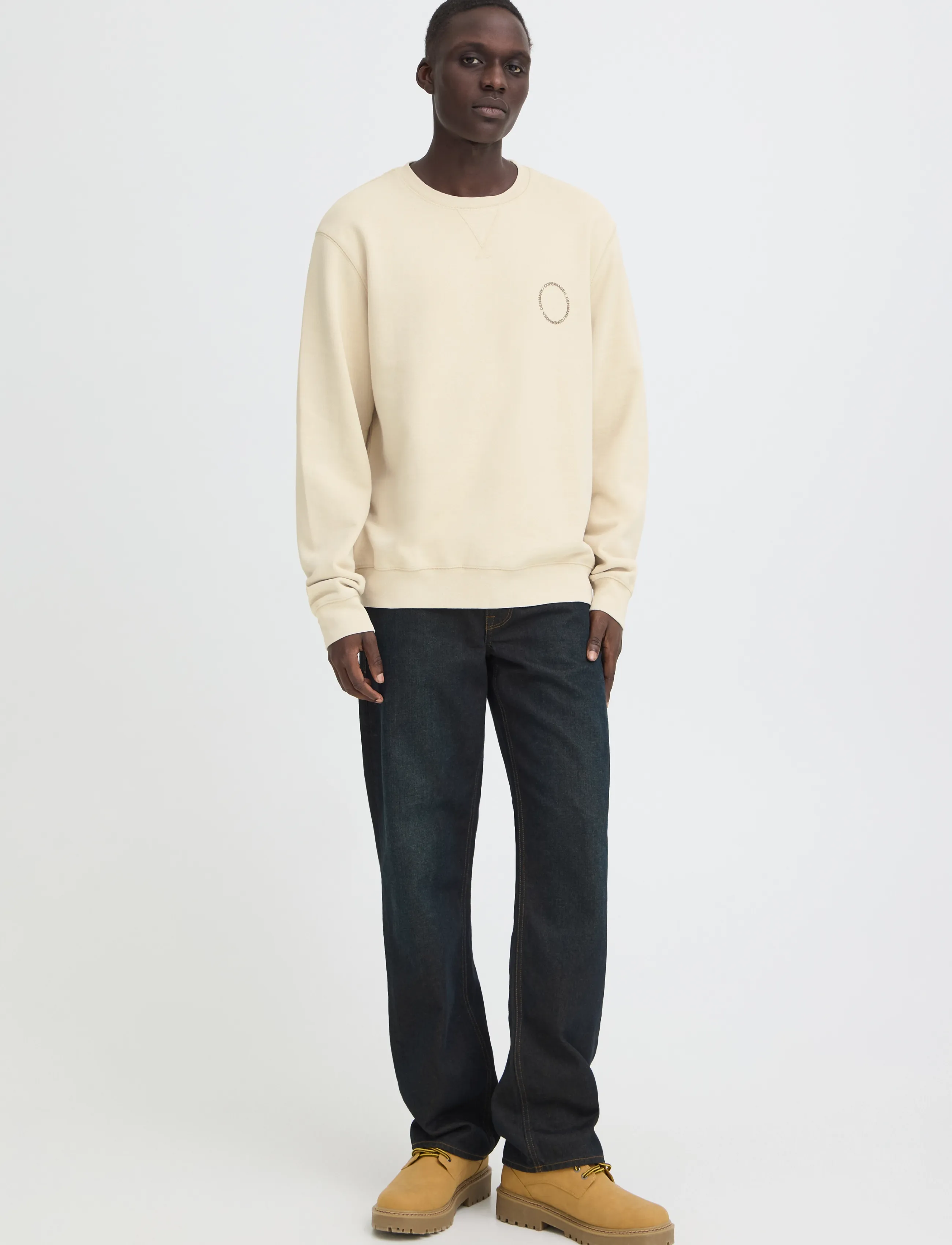 Blend BHKHARI WASH CREW SWEAT - Looks for less - OYSTER GRAY / cream