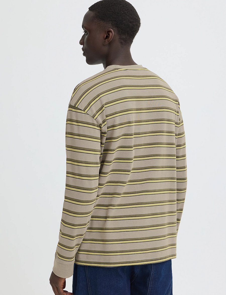 Blend - BHKARSYN WASH STRIPE L/S TEE - långärmade t-shirts - gray matter - 3