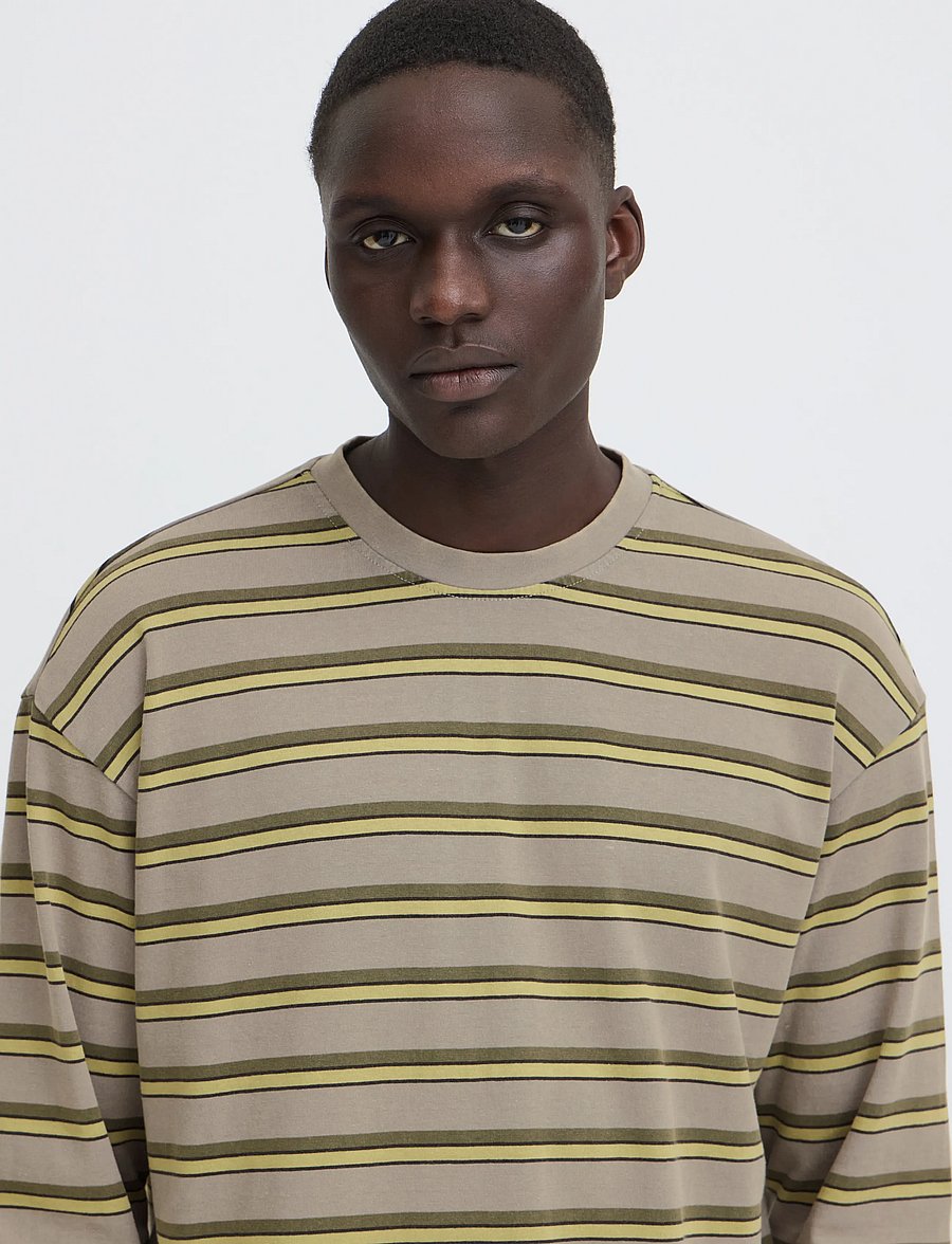 Blend - BHKARSYN WASH STRIPE L/S TEE - långärmade t-shirts - gray matter - 4
