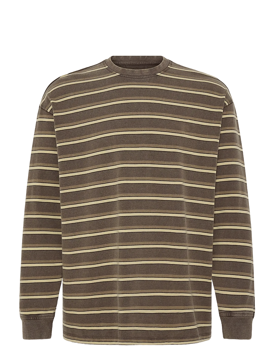 Blend - BHKARSYN WASH STRIPE L/S TEE - langärmelige t-shirts - turkish coffee - 1