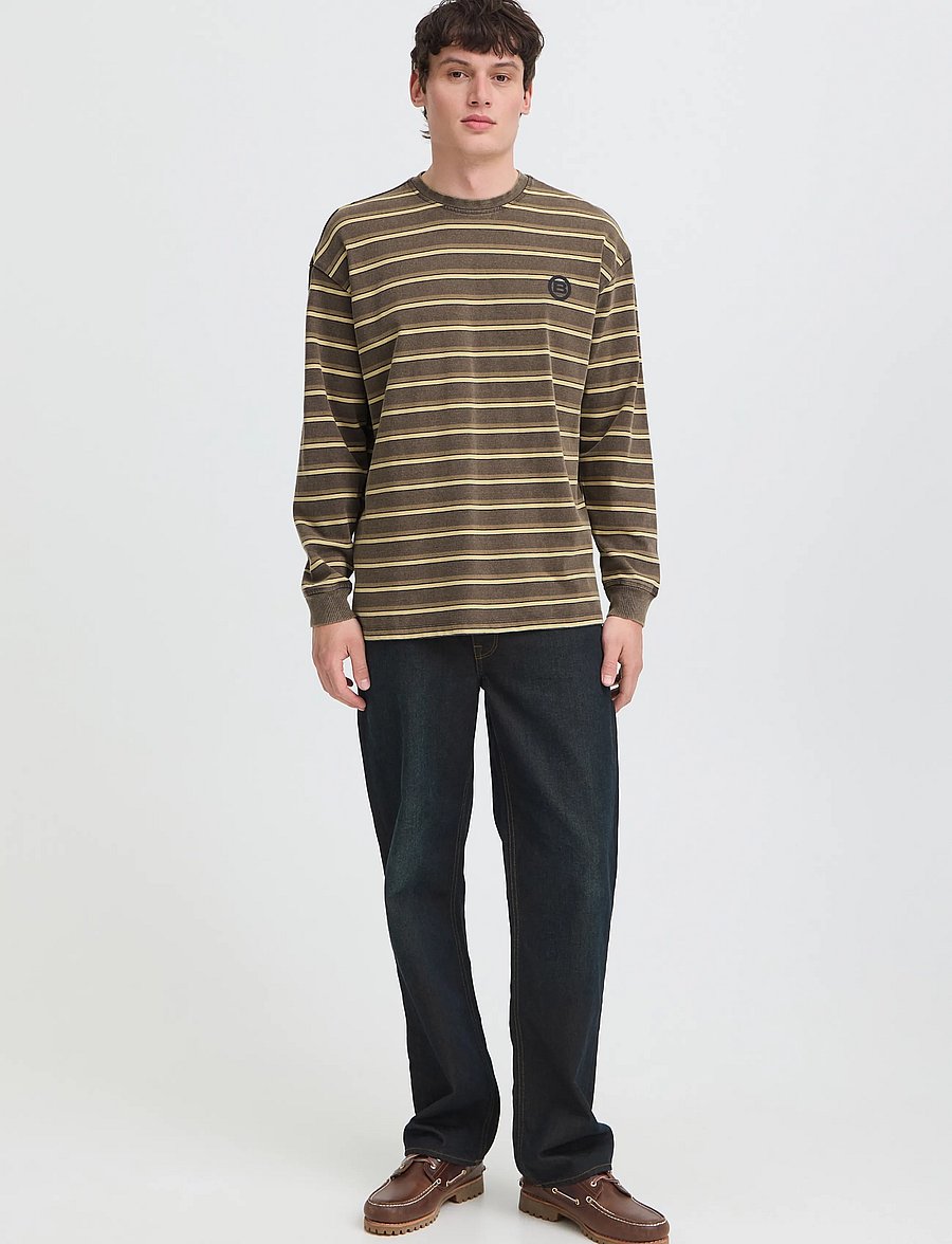 Blend - BHKARSYN WASH STRIPE L/S TEE - langärmelige t-shirts - turkish coffee - 0