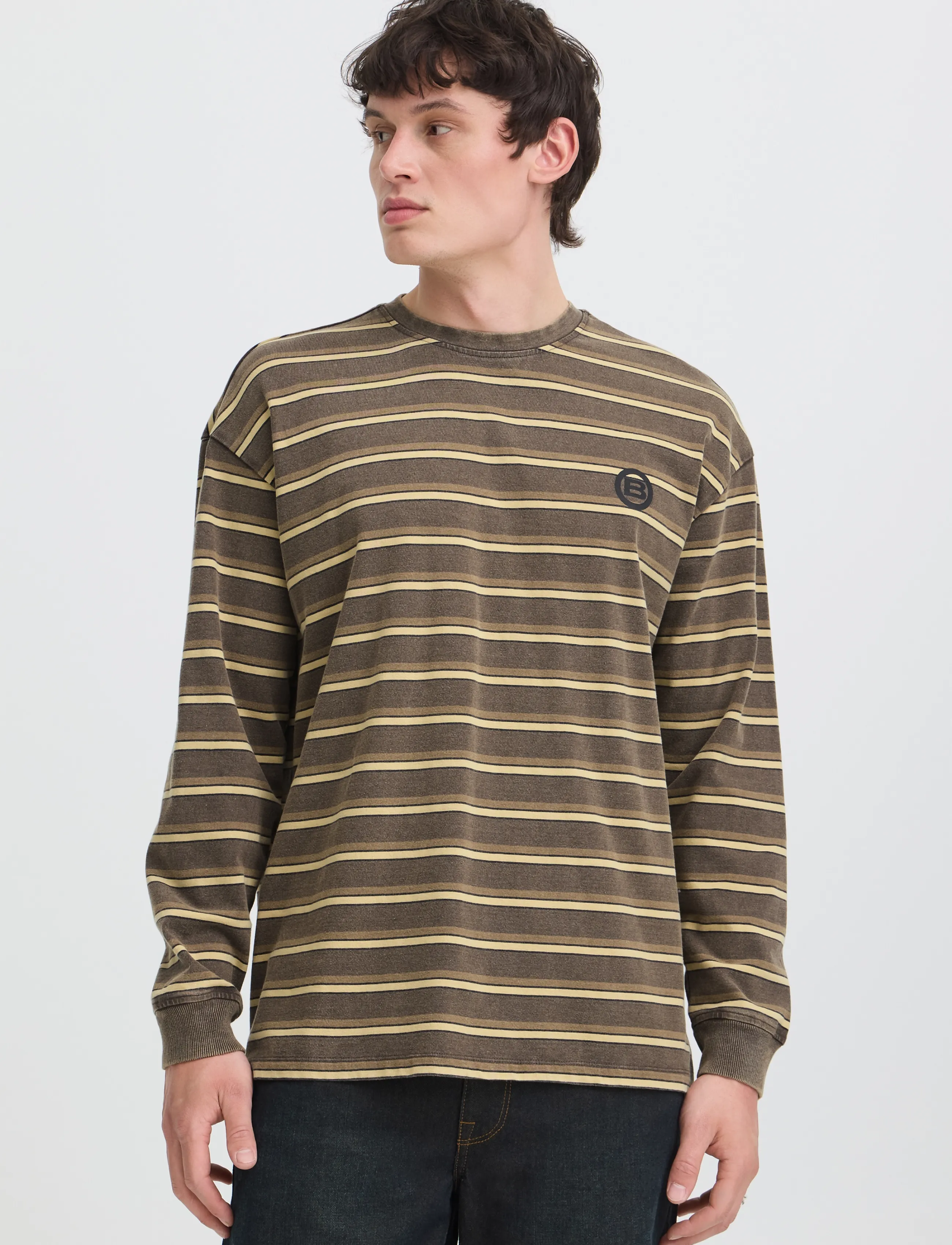 Blend - BHKARSYN WASH STRIPE L/S TEE - turkish coffee - 5