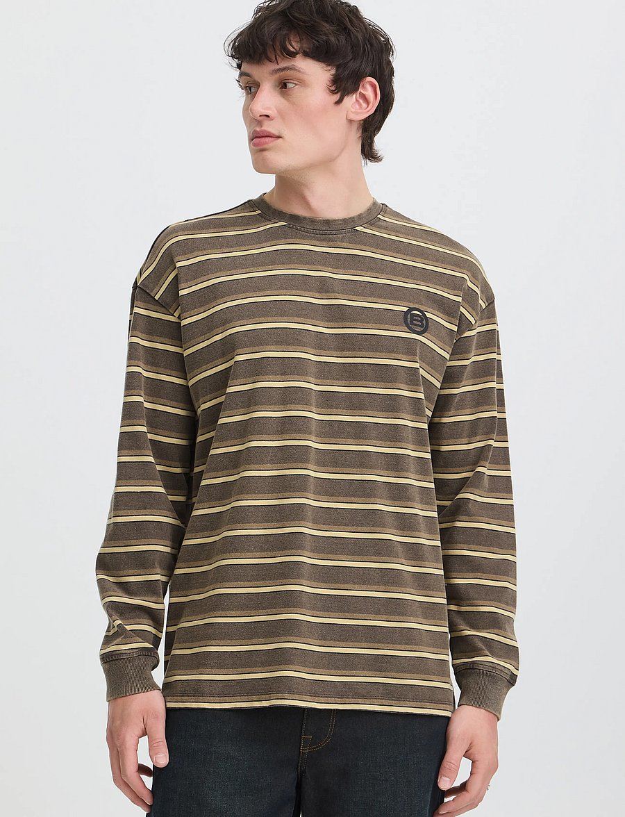 Blend - BHKARSYN WASH STRIPE L/S TEE - langärmelige t-shirts - turkish coffee - 5