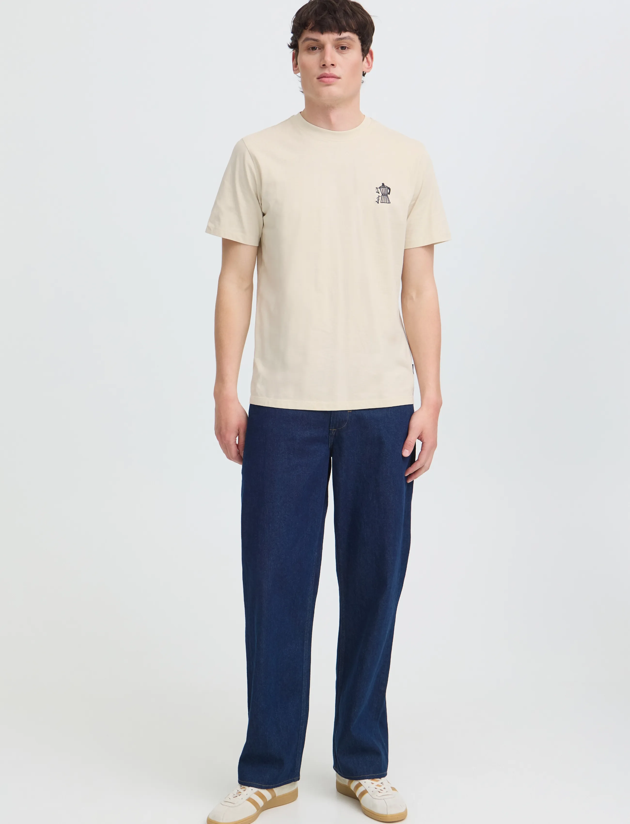 Blend BHKAZ S/S EMB TEE - Kollektsioonid - OYSTER GRAY / cream