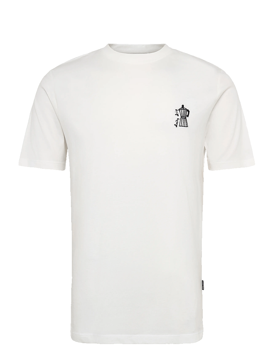 Blend - BHKAZ S/S EMB TEE - kortärmade t-shirts - snow white coffee - 0