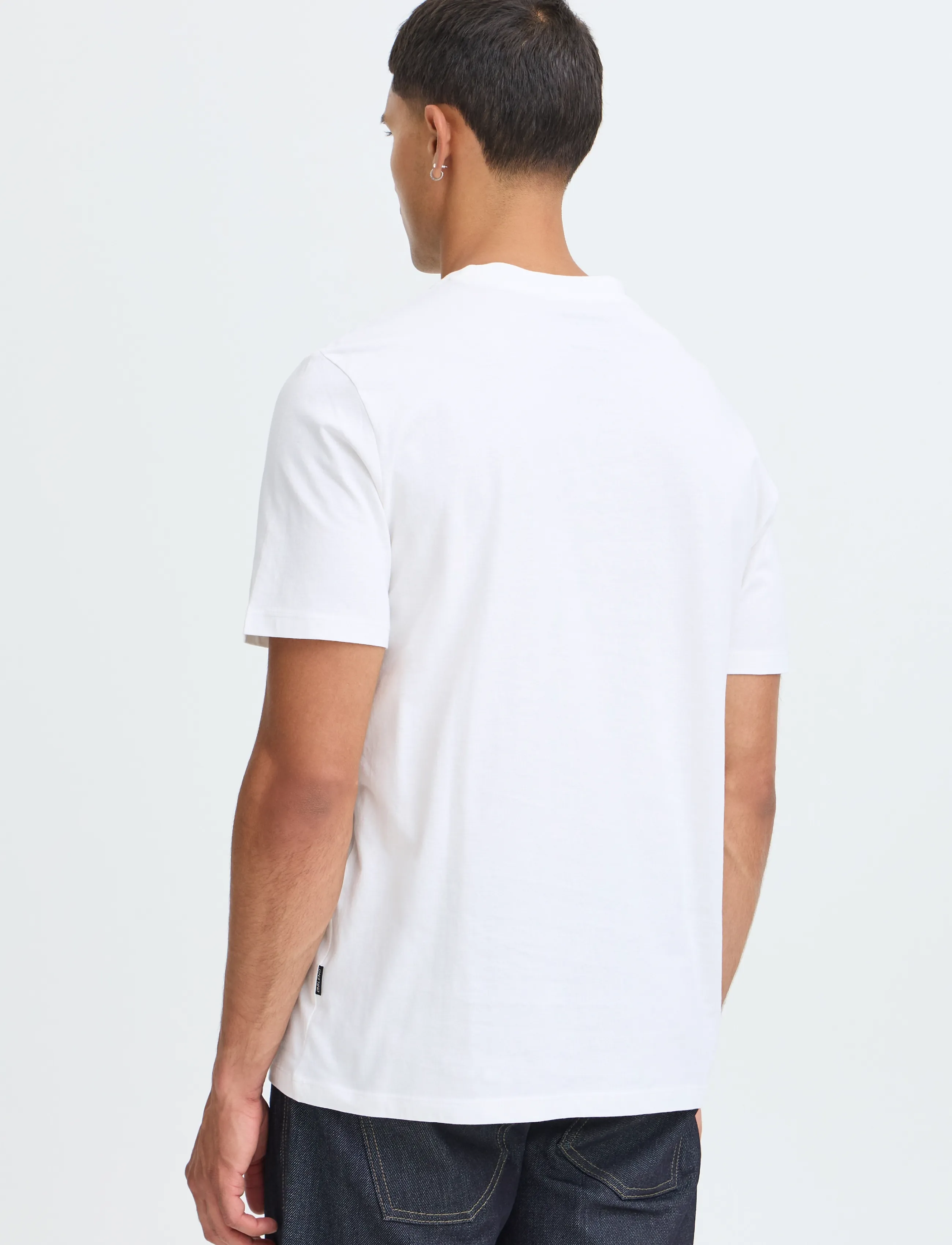 Blend - BHKAZ S/S EMB TEE - short-sleeved t-shirts - snow white coffee - 3