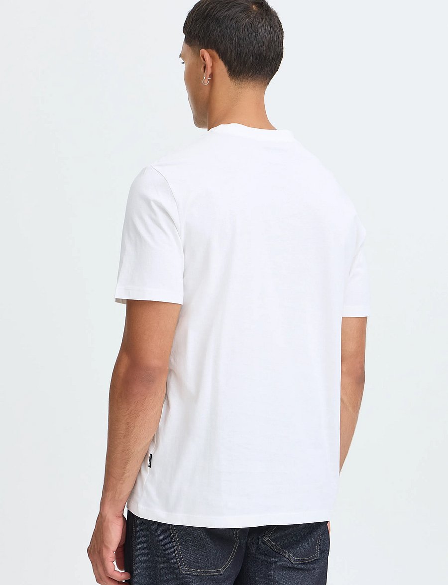 Blend - BHKAZ S/S EMB TEE - short-sleeved t-shirts - snow white coffee - 3