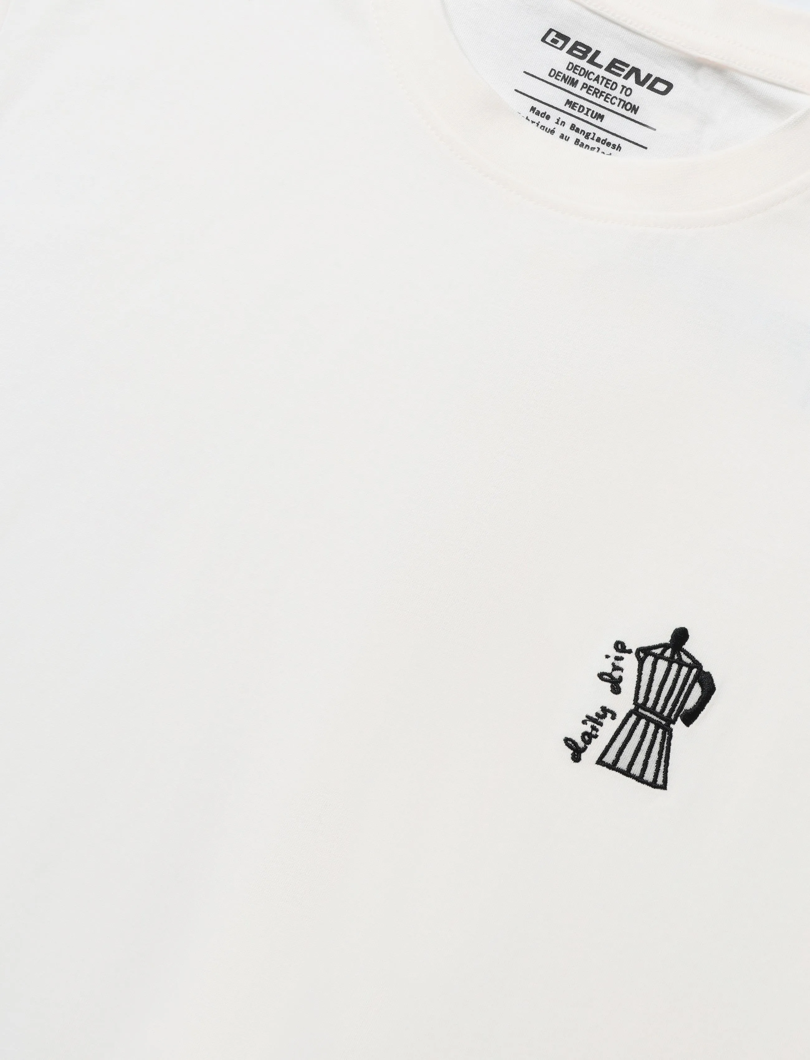 Blend - BHKAZ S/S EMB TEE - kortärmade t-shirts - snow white coffee - 2