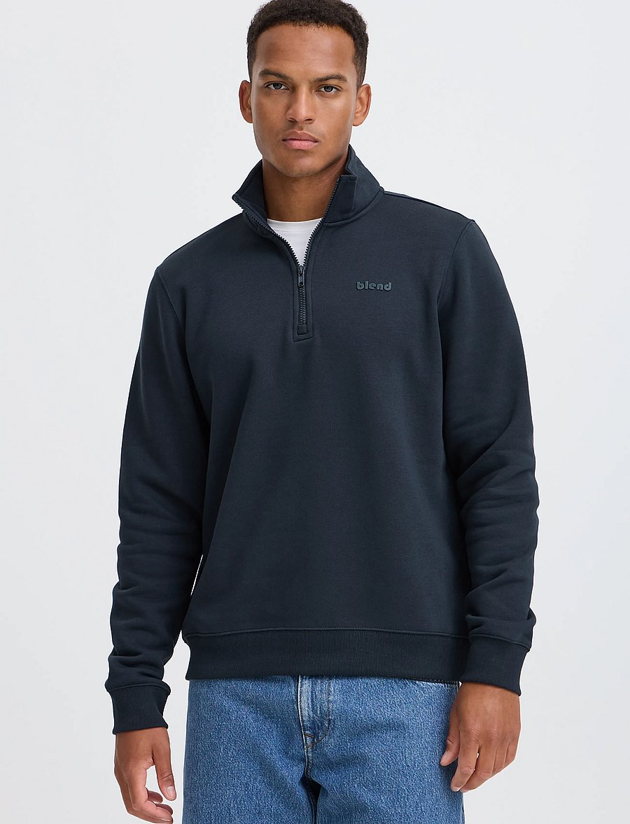 Blend - BHDOWNTON HALFZIP PP NOOS - pullover mit halbem reißverschluss - dark navy - 5
