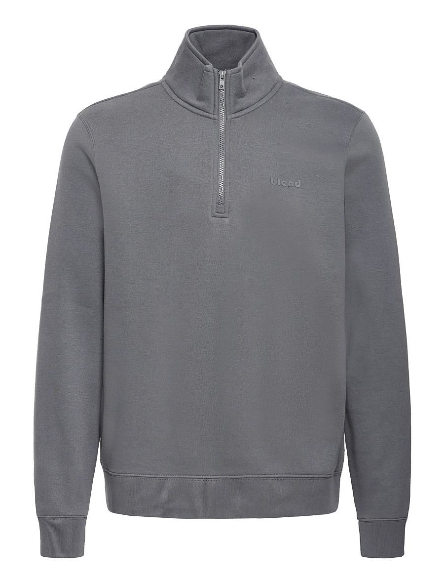 Blend - BHDOWNTON HALFZIP PP NOOS - sweatshirts - iron gate - 1
