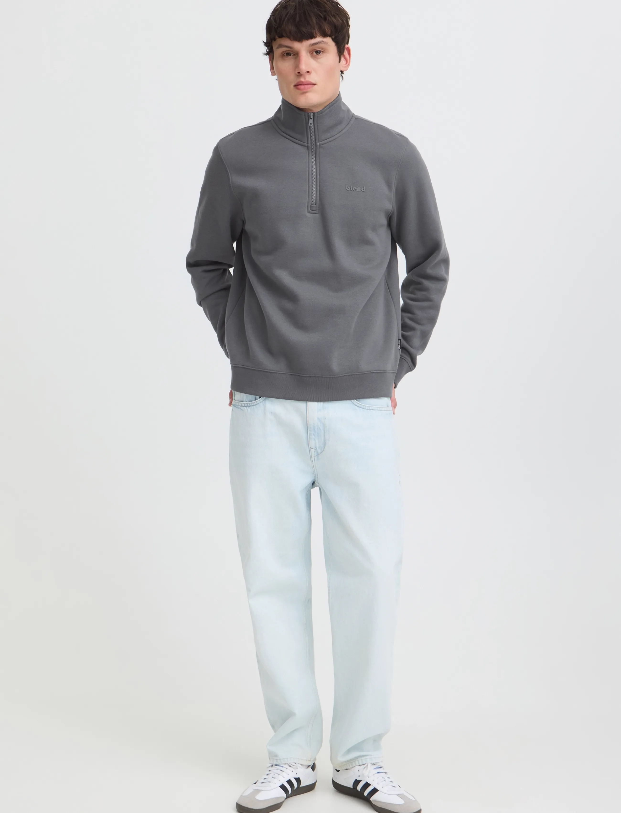 Blend BHDOWNTON HALFZIP PP NOOS - Strickmode - IRON GATE / grey