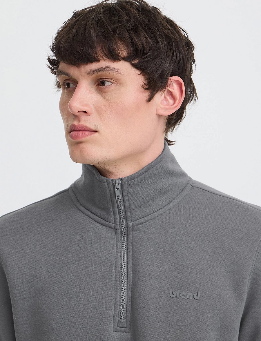 Blend - BHDOWNTON HALFZIP PP NOOS - sweatshirts - iron gate - 4