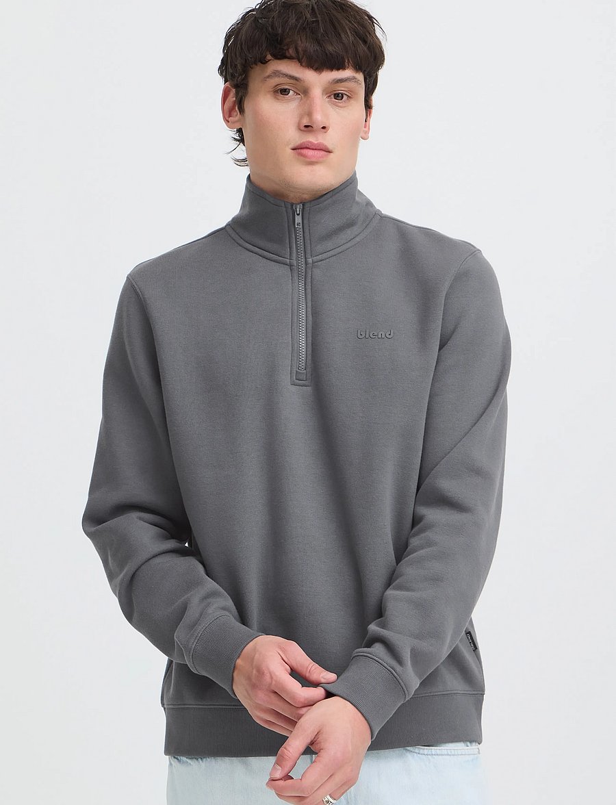 Blend - BHDOWNTON HALFZIP PP NOOS - sweatshirts - iron gate - 5