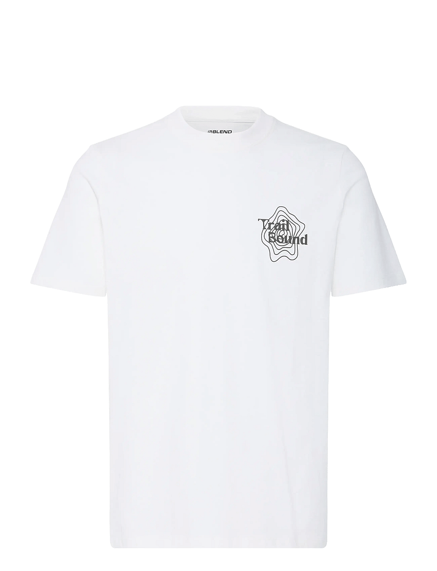 Blend - BHLEVI S/S GRAPHIC TEE - kortærmede t-shirts - snow white - 1