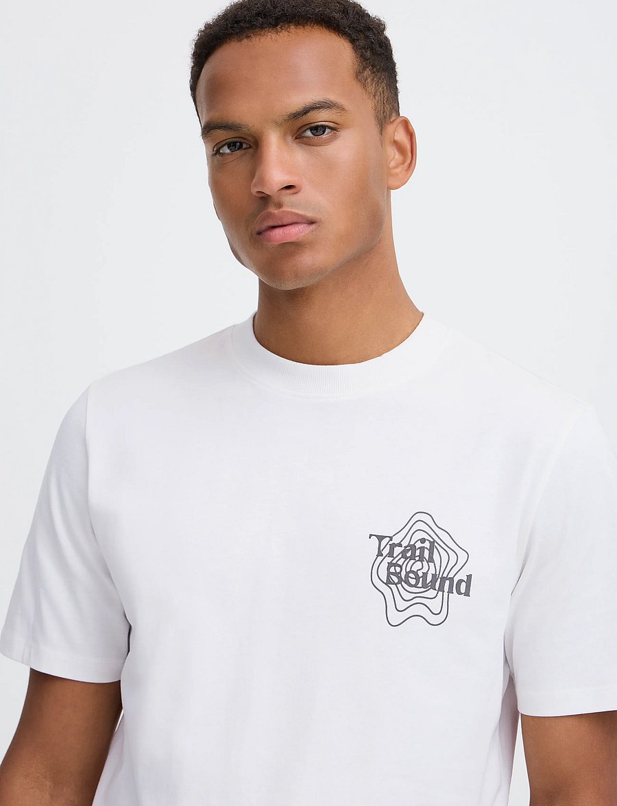 Blend - BHLEVI S/S GRAPHIC TEE - kortærmede t-shirts - snow white - 4