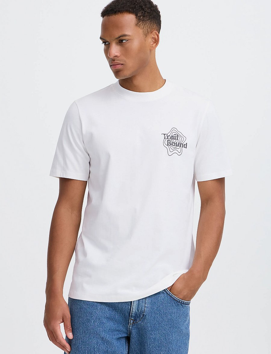 Blend - BHLEVI S/S GRAPHIC TEE - kortærmede t-shirts - snow white - 5