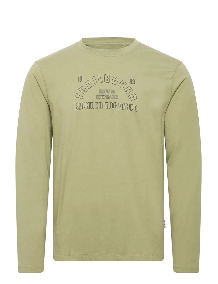 Blend - BHLANDON L/S LOGO TEE - langærmede t-shirts - oil green - 1