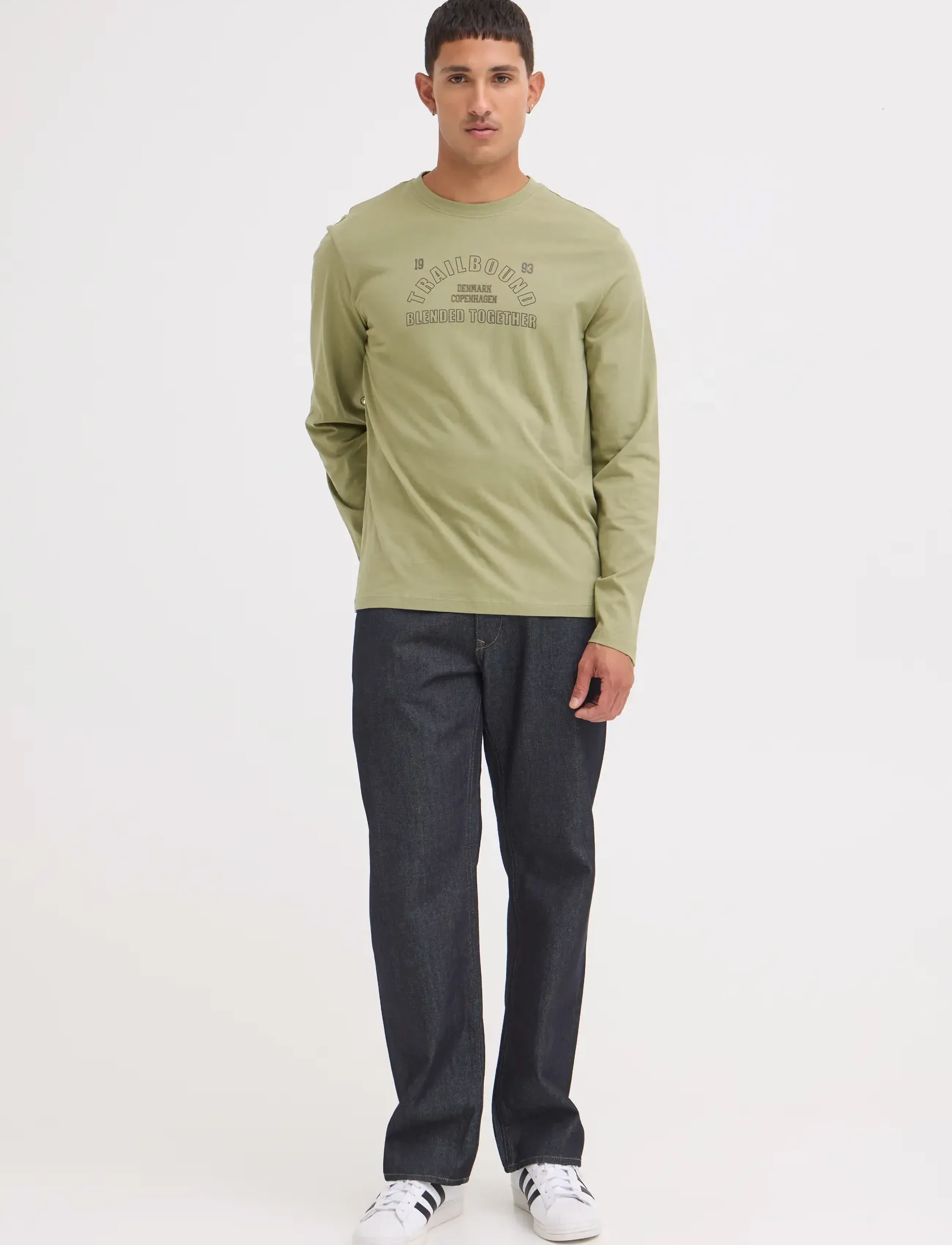 Blend BHLANDON L/S LOGO TEE - Blend - OIL GREEN / khaki/green