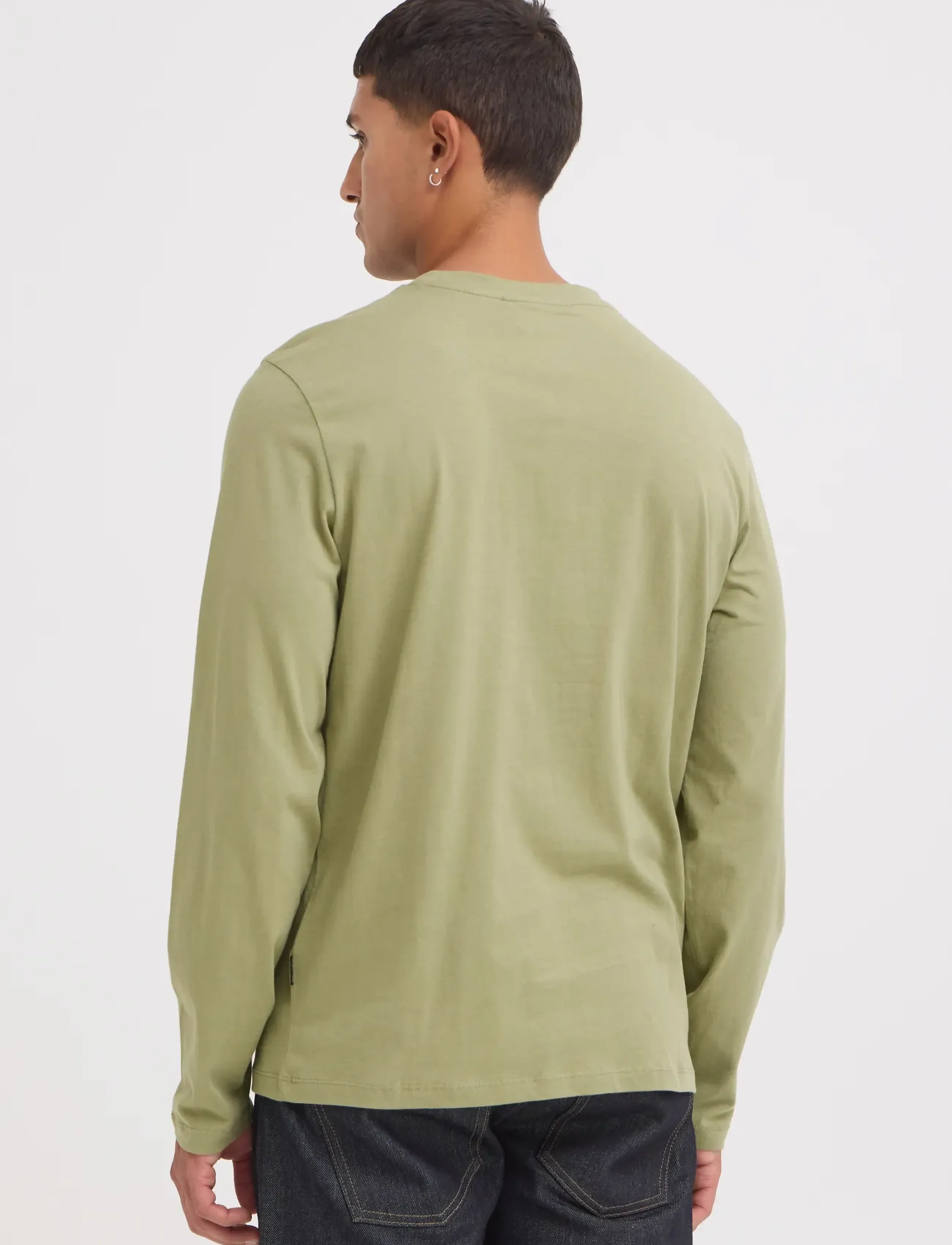Blend - BHLANDON L/S LOGO TEE - langærmede t-shirts - oil green - 3