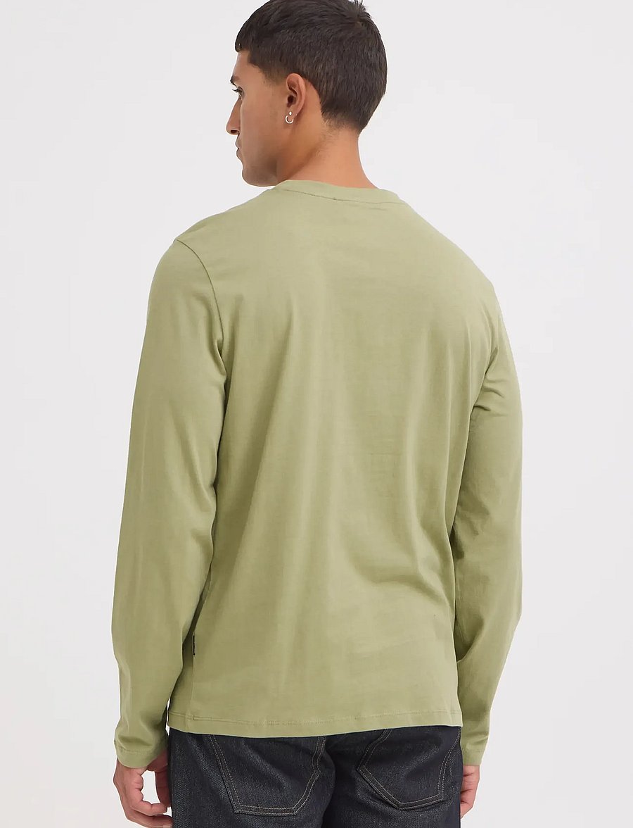 Blend - BHLANDON L/S LOGO TEE - langærmede t-shirts - oil green - 3