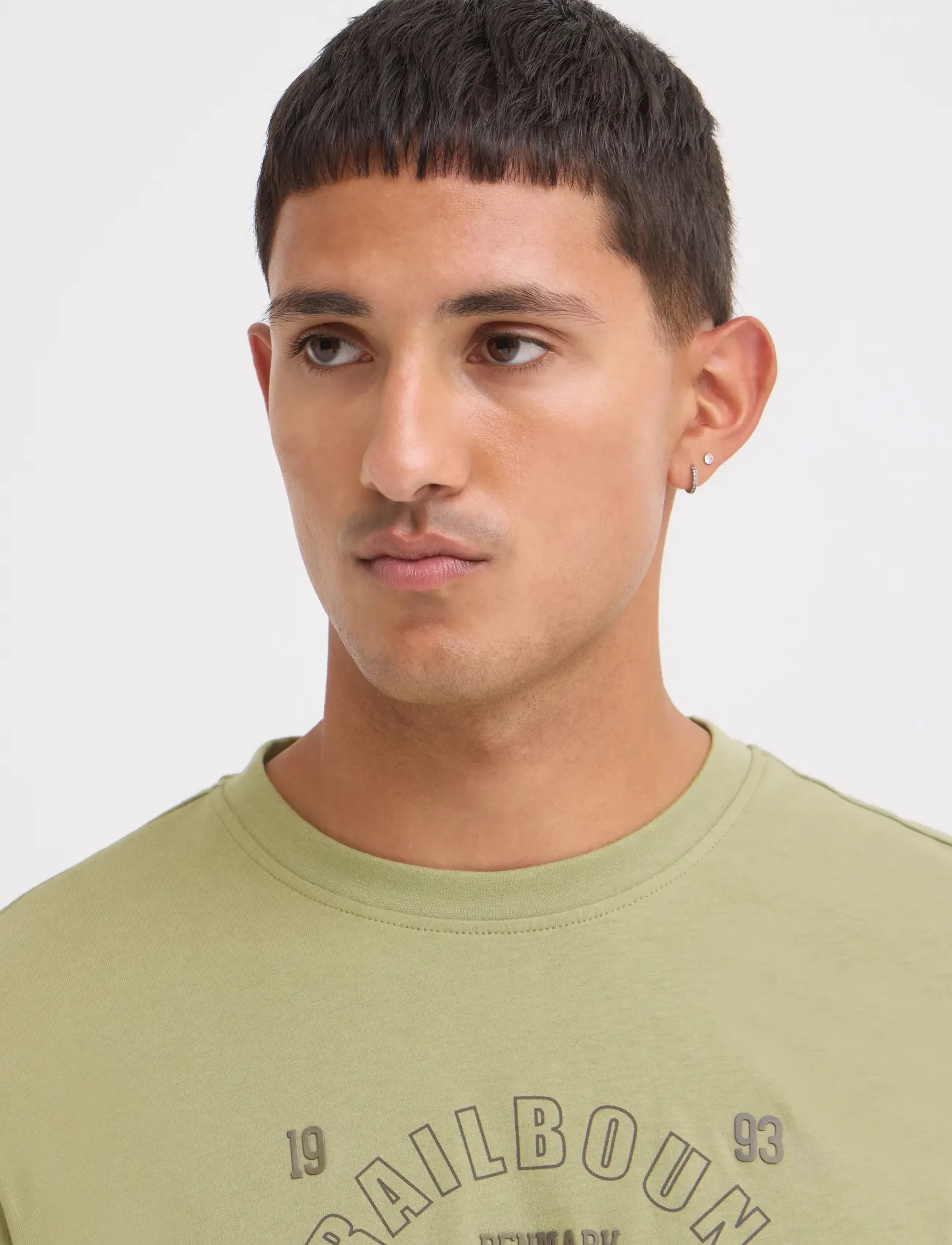 Blend - BHLANDON L/S LOGO TEE - langærmede t-shirts - oil green - 4