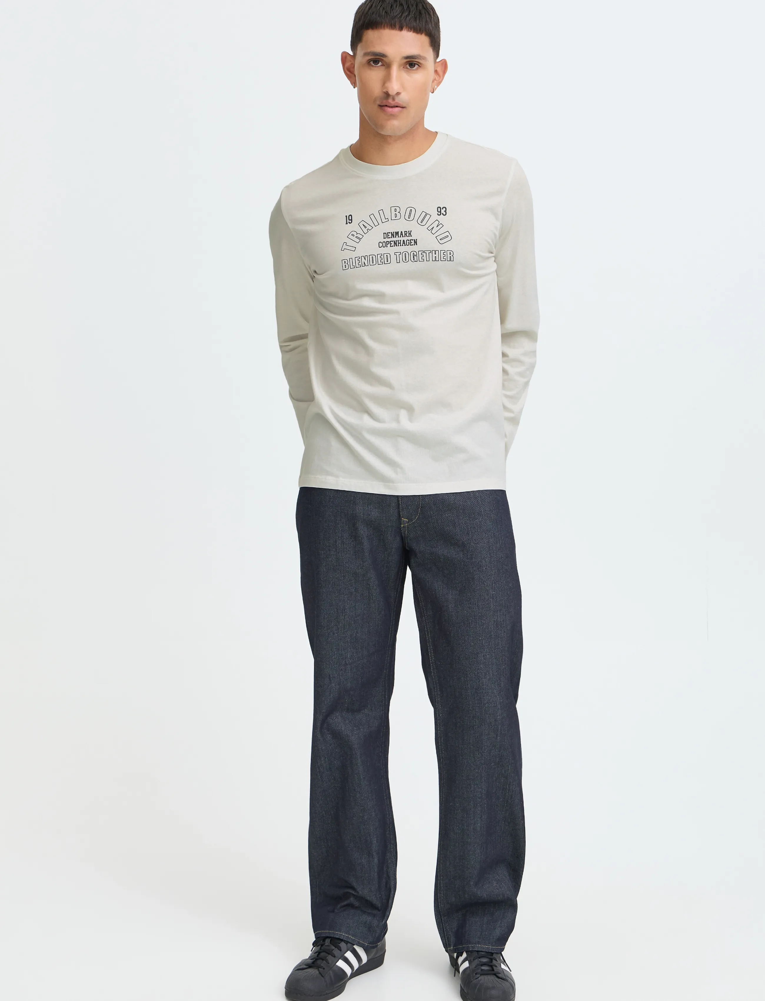 Blend BHLANDON L/S LOGO TEE - Blend - SNOW WHITE / white