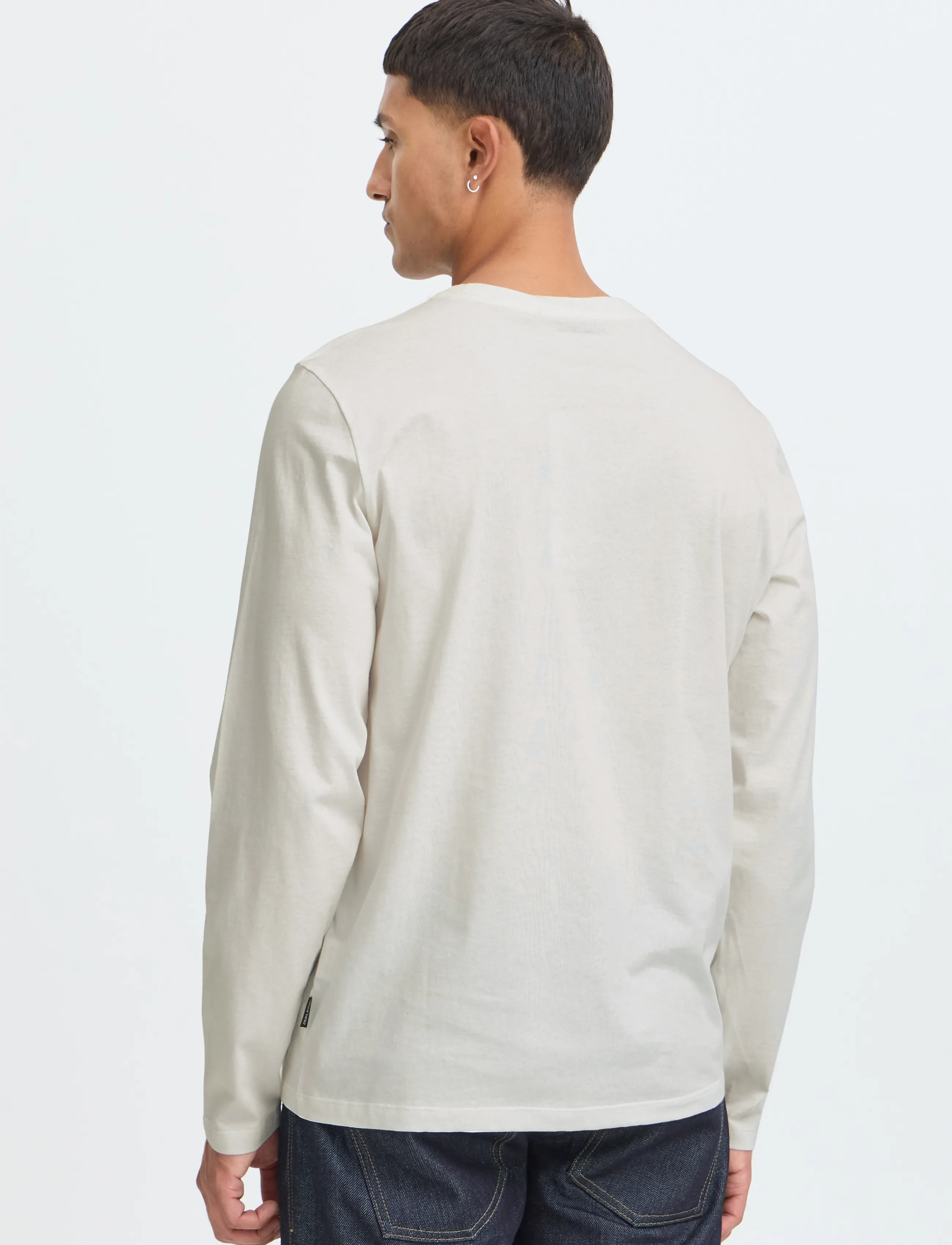 Blend - BHLANDON L/S LOGO TEE - langærmede t-shirts - snow white - 3
