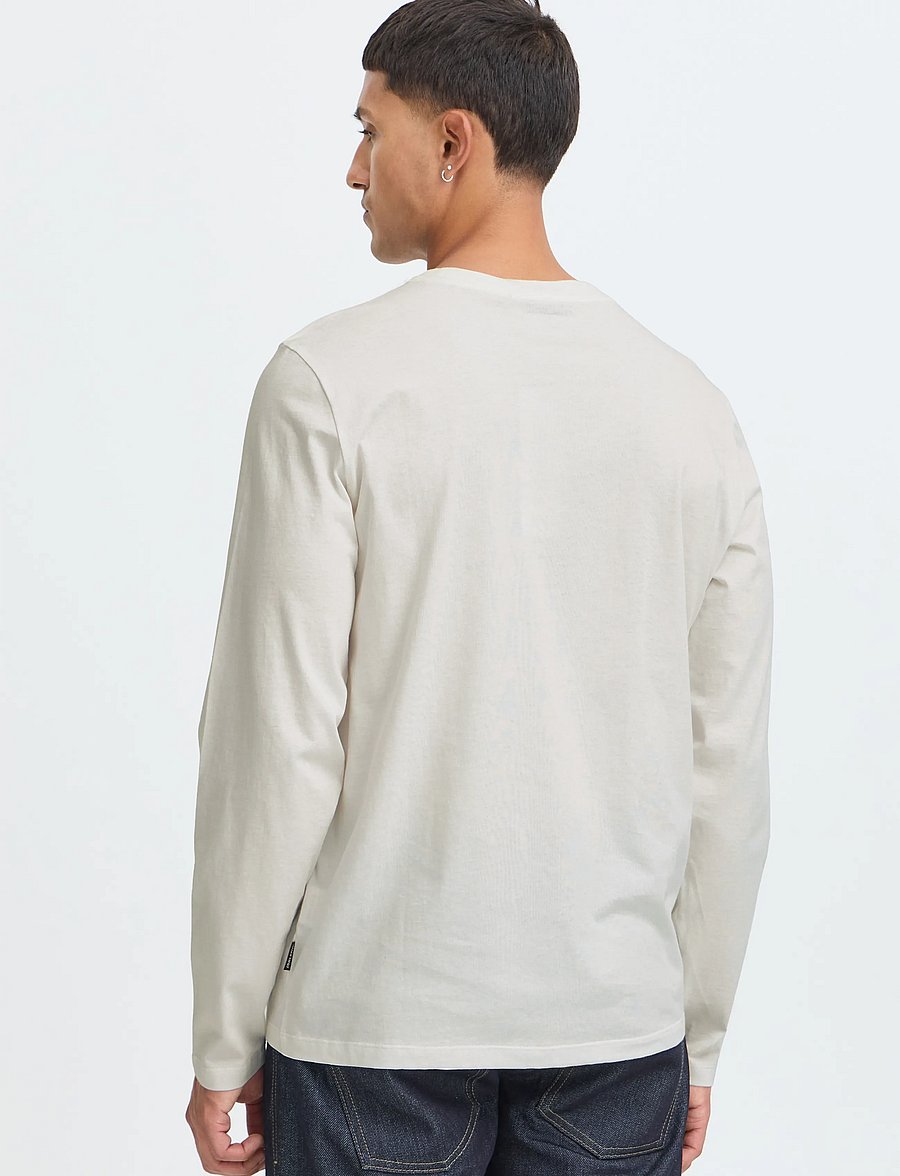 Blend - BHLANDON L/S LOGO TEE - langærmede t-shirts - snow white - 3