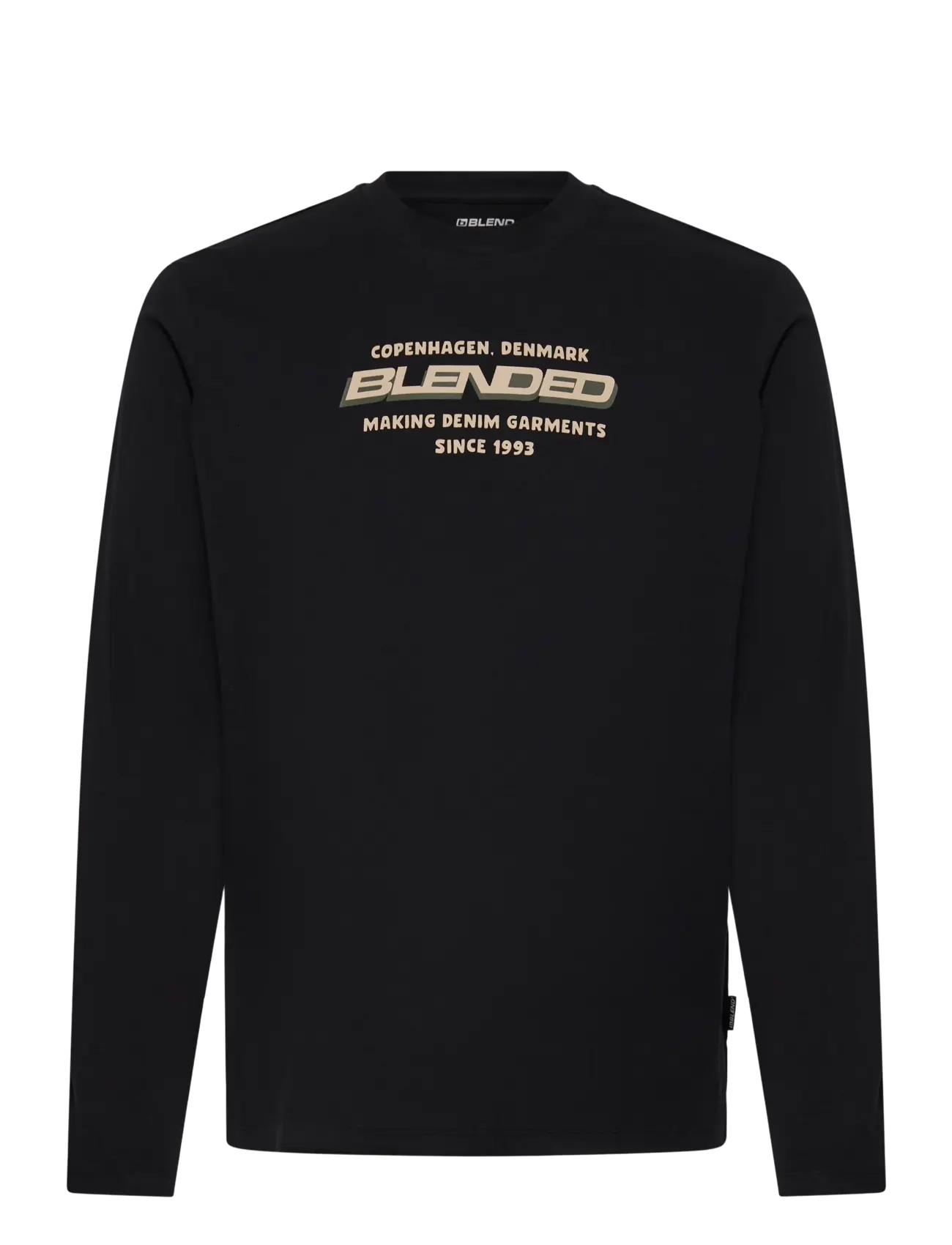 Blend - BHLEONARDO L/S LOGO TEE - langærmede t-shirts - black beauty - 1