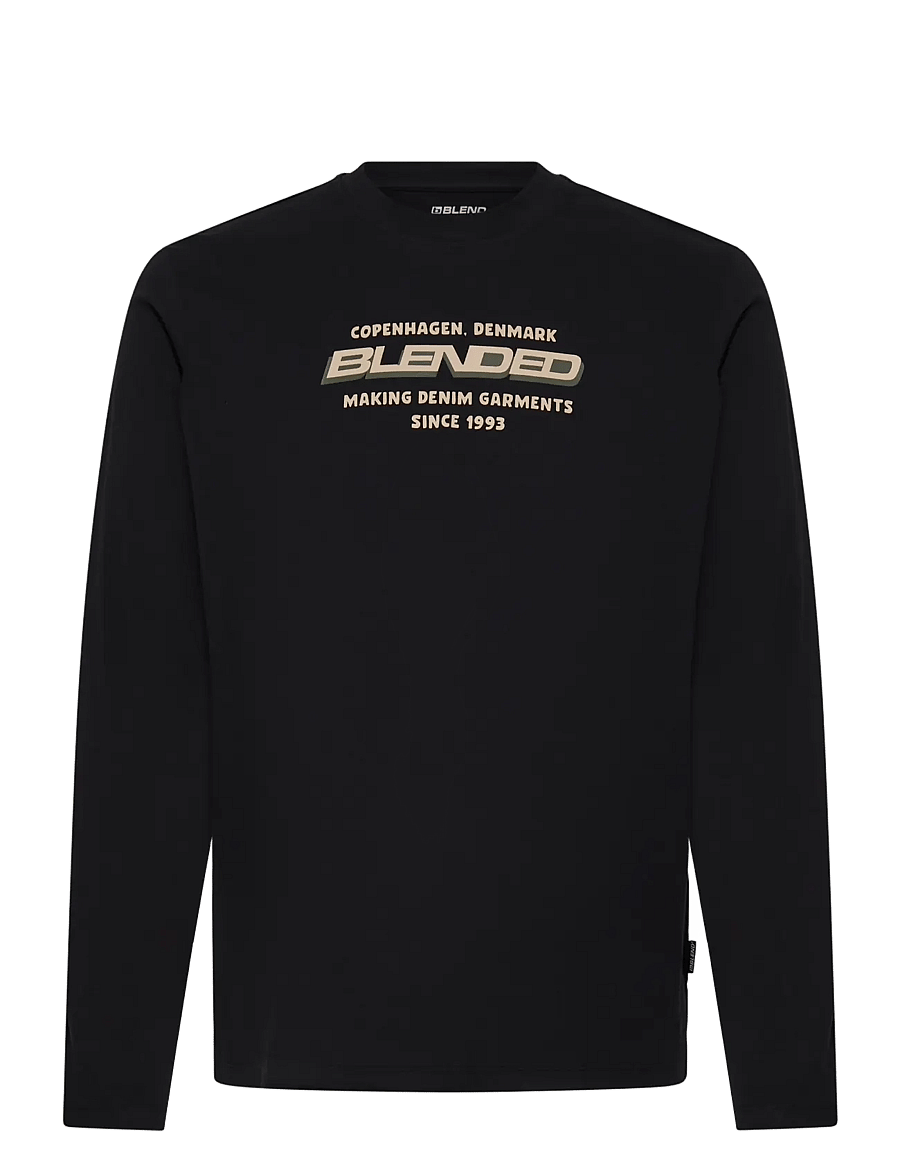 Blend - BHLEONARDO L/S LOGO TEE - langærmede t-shirts - black beauty - 1