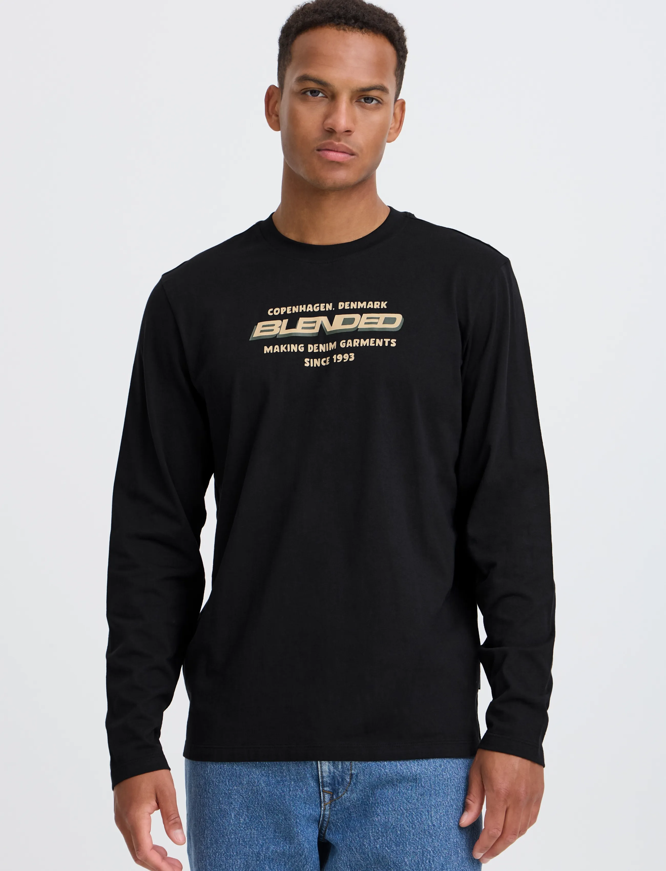 Blend - BHLEONARDO L/S LOGO TEE - langærmede t-shirts - black beauty - 5