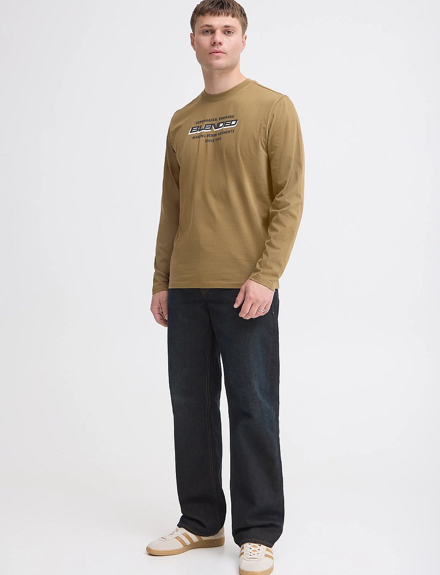 Blend - BHLEONARDO L/S LOGO TEE - langærmede t-shirts - kangaroo - 0