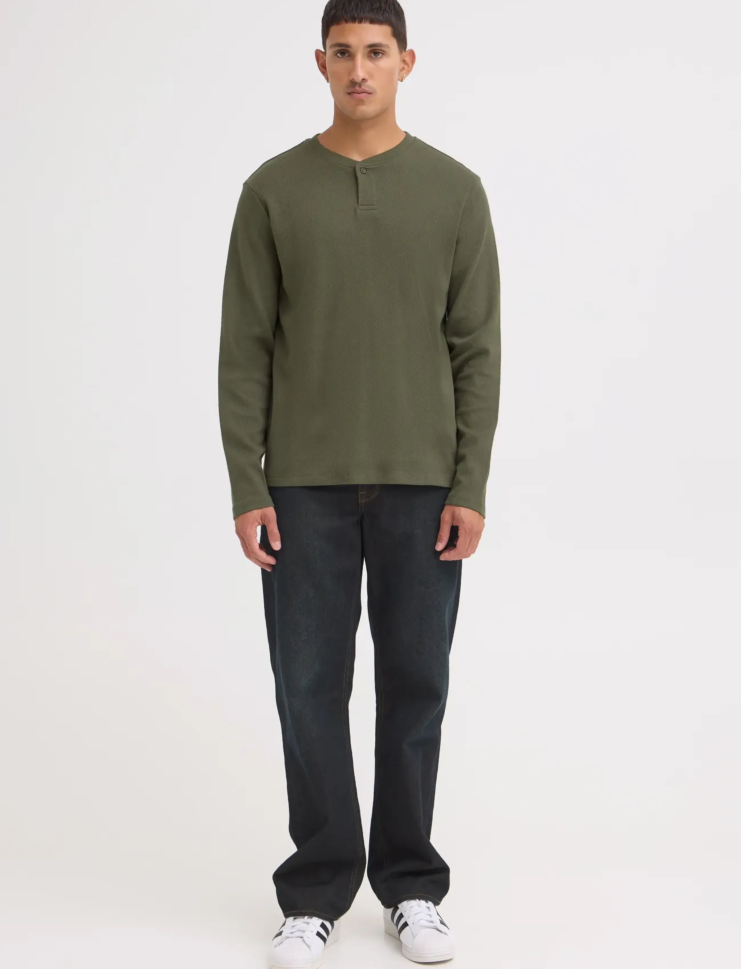 Blend BHLEWIS L/S STRUCTURE GD TEE - Blend - DEEP DEPTHS / khaki/green