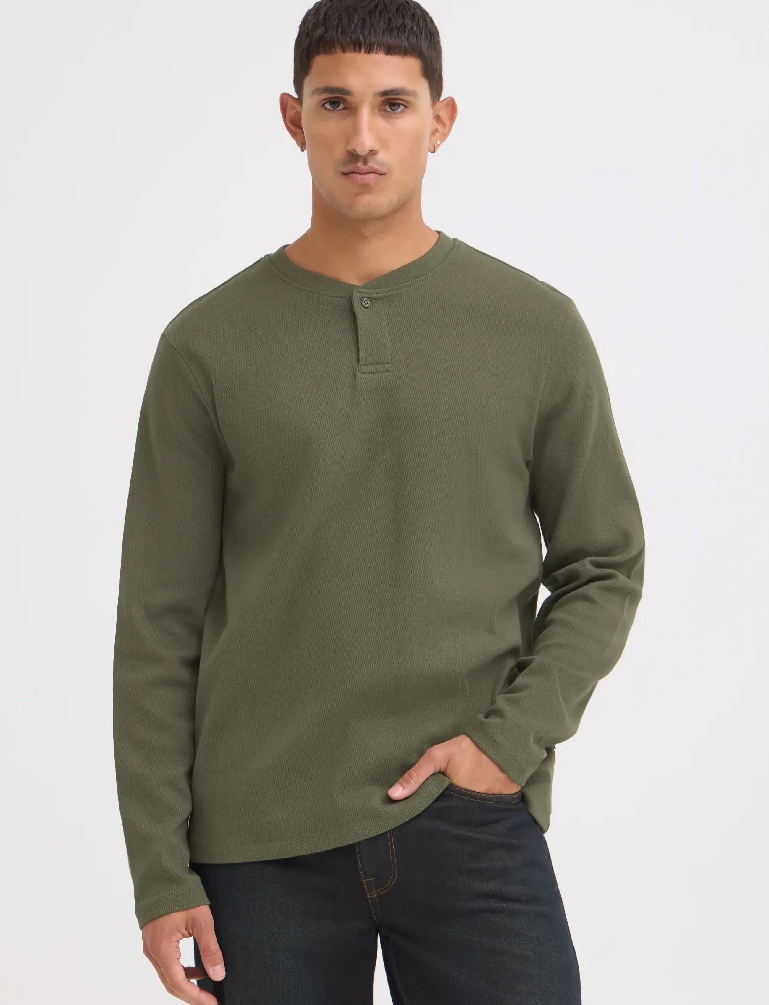 Blend - BHLEWIS L/S STRUCTURE GD TEE - langærmede t-shirts - deep depths - 5