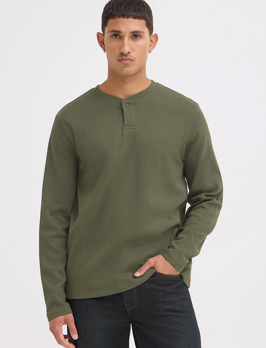 Blend - BHLEWIS L/S STRUCTURE GD TEE - langærmede t-shirts - deep depths - 5