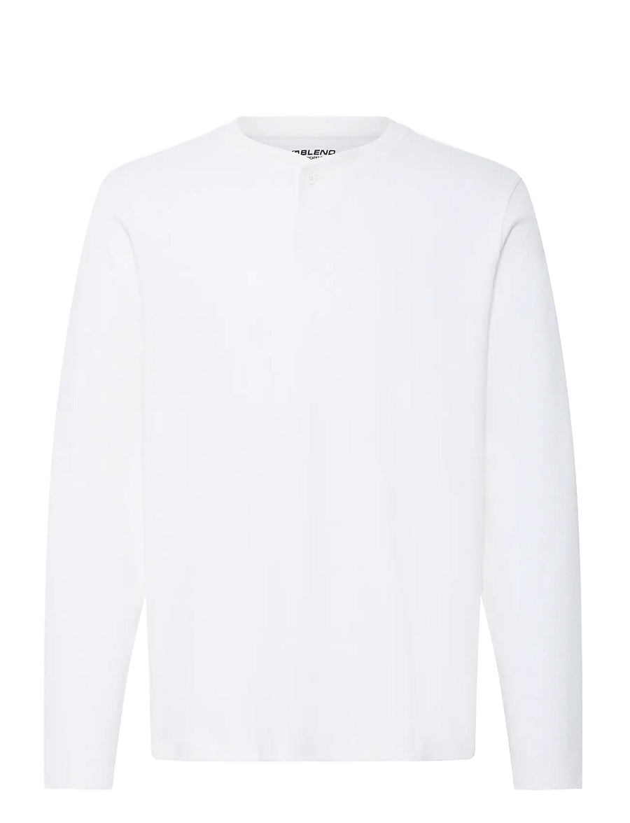 Blend - BHLEWIS L/S STRUCTURE GD TEE - langærmede t-shirts - snow white - 1