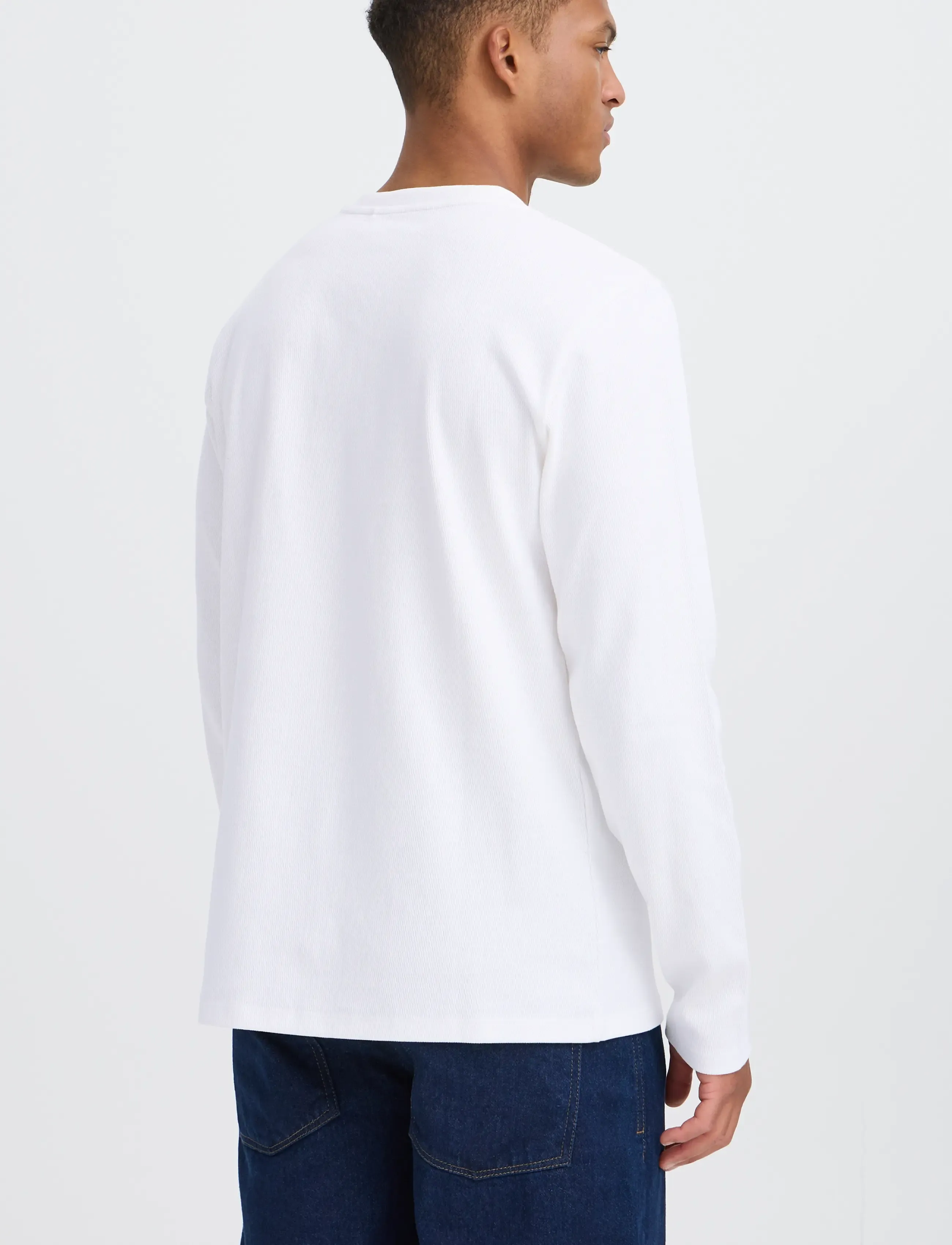 Blend - BHLEWIS L/S STRUCTURE GD TEE - langærmede t-shirts - snow white - 3