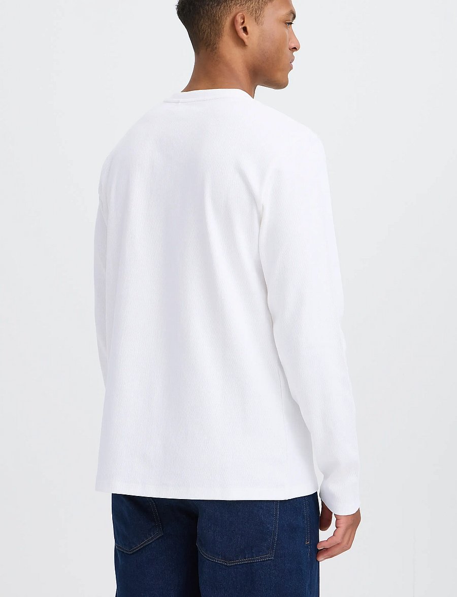 Blend - BHLEWIS L/S STRUCTURE GD TEE - langærmede t-shirts - snow white - 3