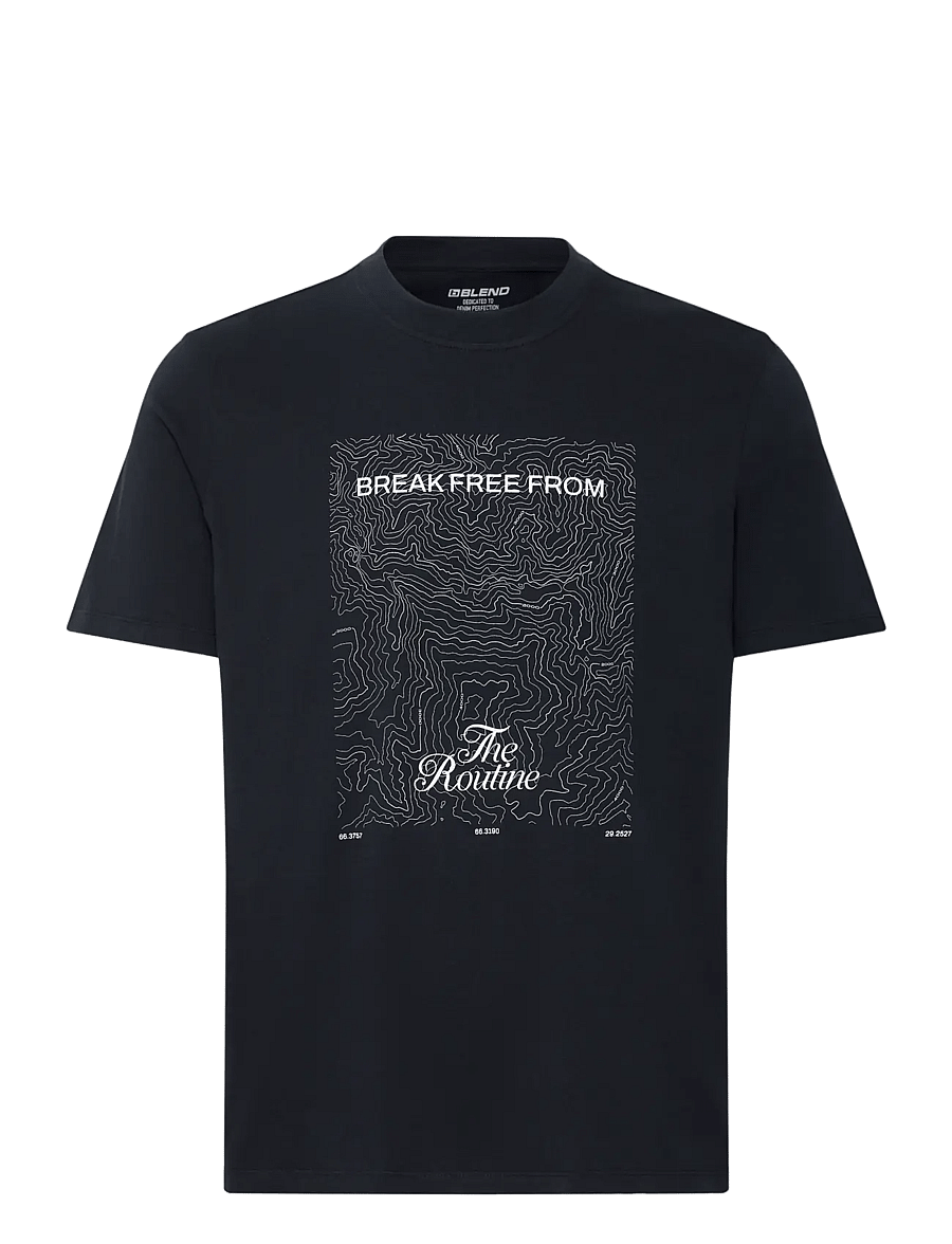 Blend - BHLEYTON S/S GRAPHIC TEE - kurzärmelige t-shirts - black beauty - 1