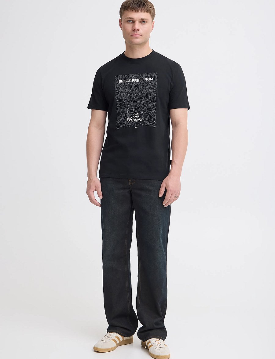 Blend - BHLEYTON S/S GRAPHIC TEE - kurzärmelige t-shirts - black beauty - 0